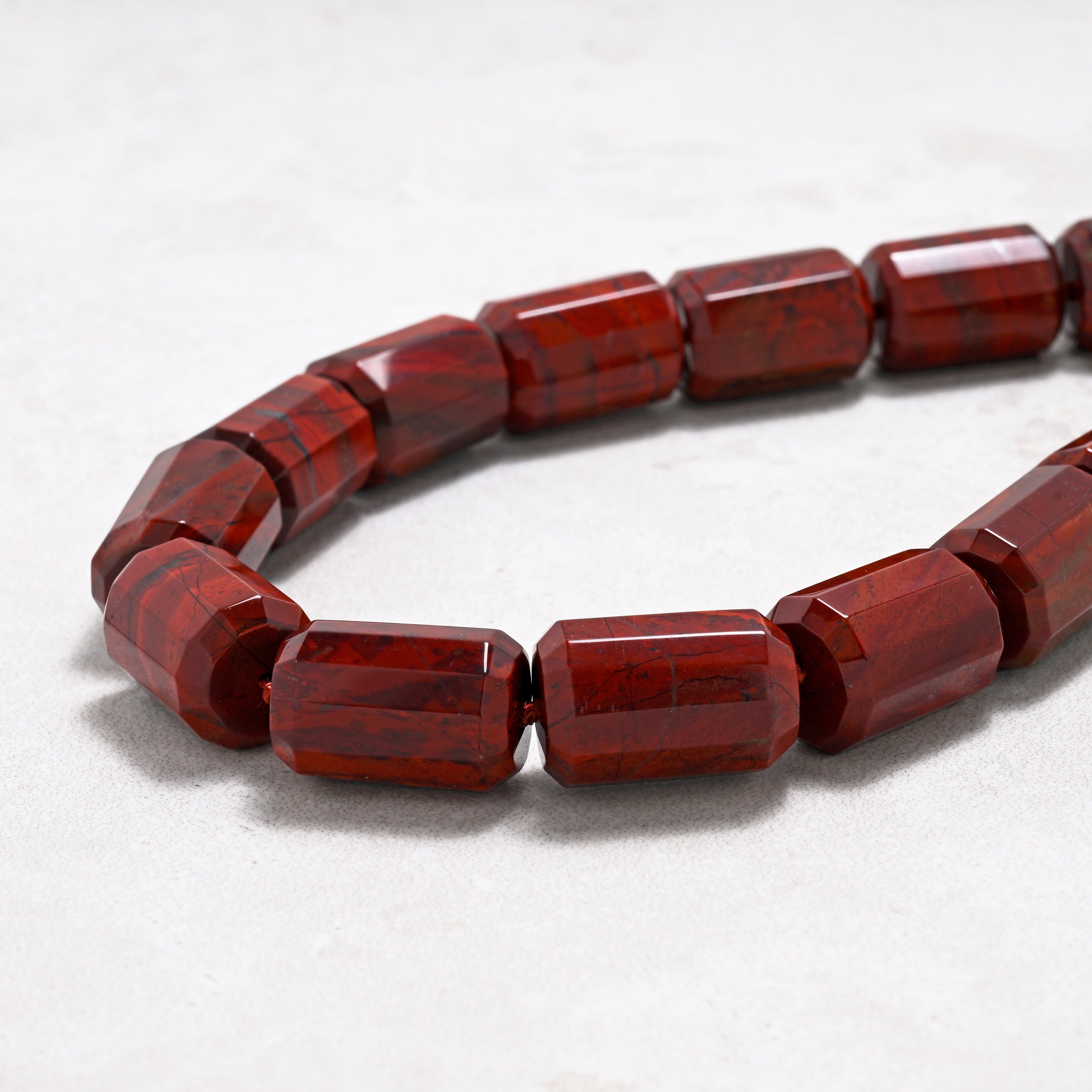 KALIFANO Gemstone Jewelry 22in Red Jasper Gemstone Necklace with Sterling Silver Clasp 925N-16-RJ2