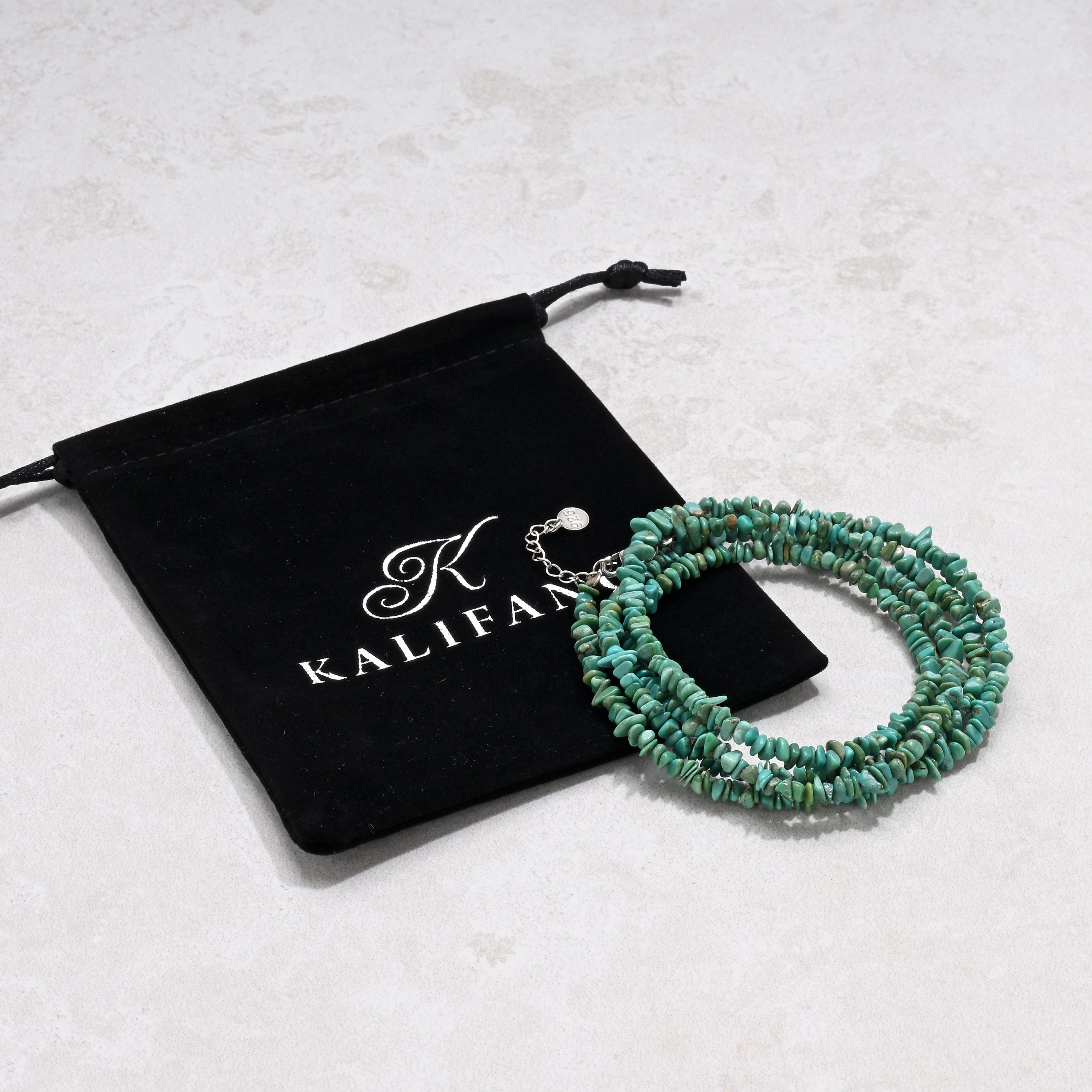 KALIFANO Gemstone Jewelry 31" Turquoise Gemstone Convertible Necklace & Bracelet with Sterling Silver Clasp 925N-23-TQ