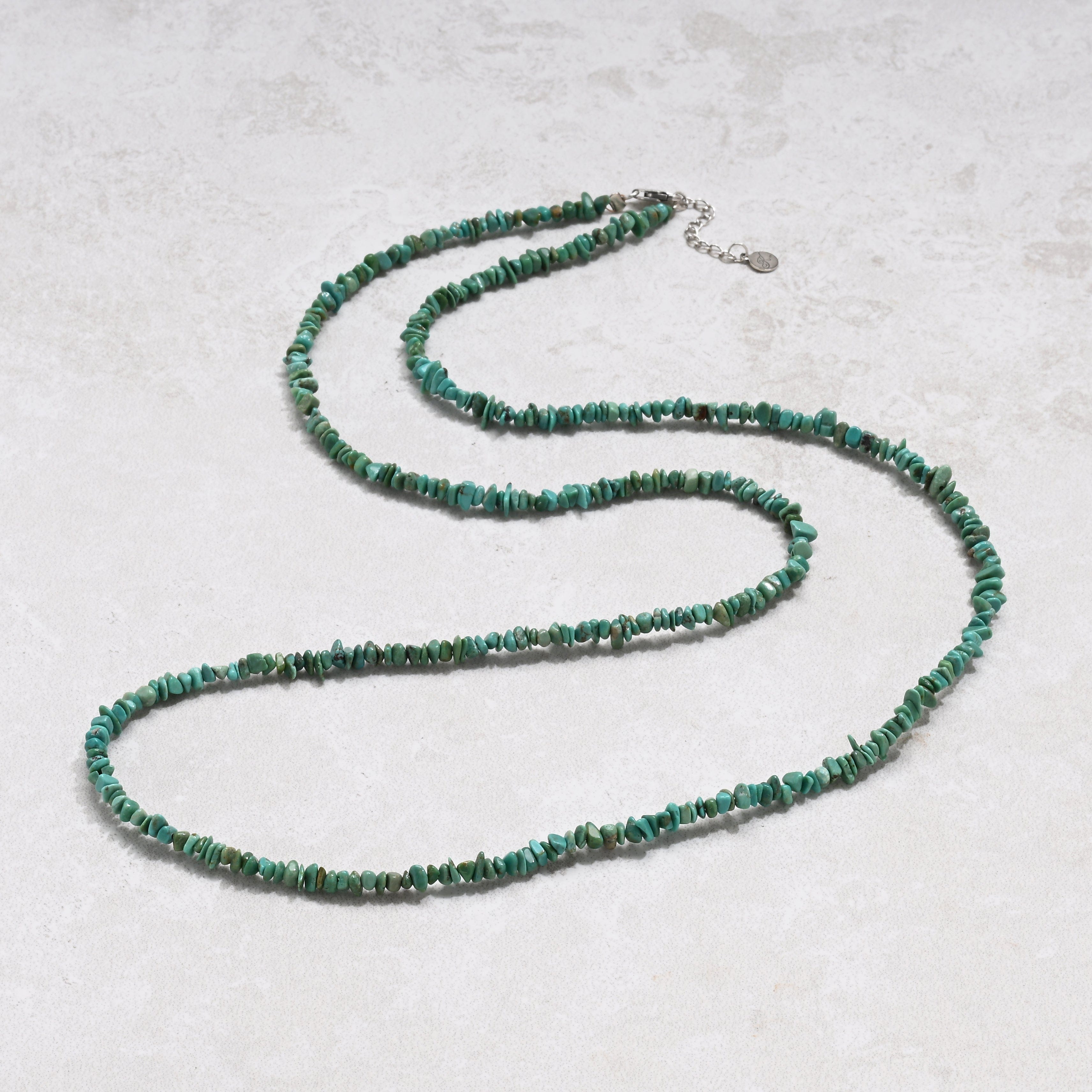 KALIFANO Gemstone Jewelry 31" Turquoise Gemstone Convertible Necklace & Bracelet with Sterling Silver Clasp 925N-23-TQ