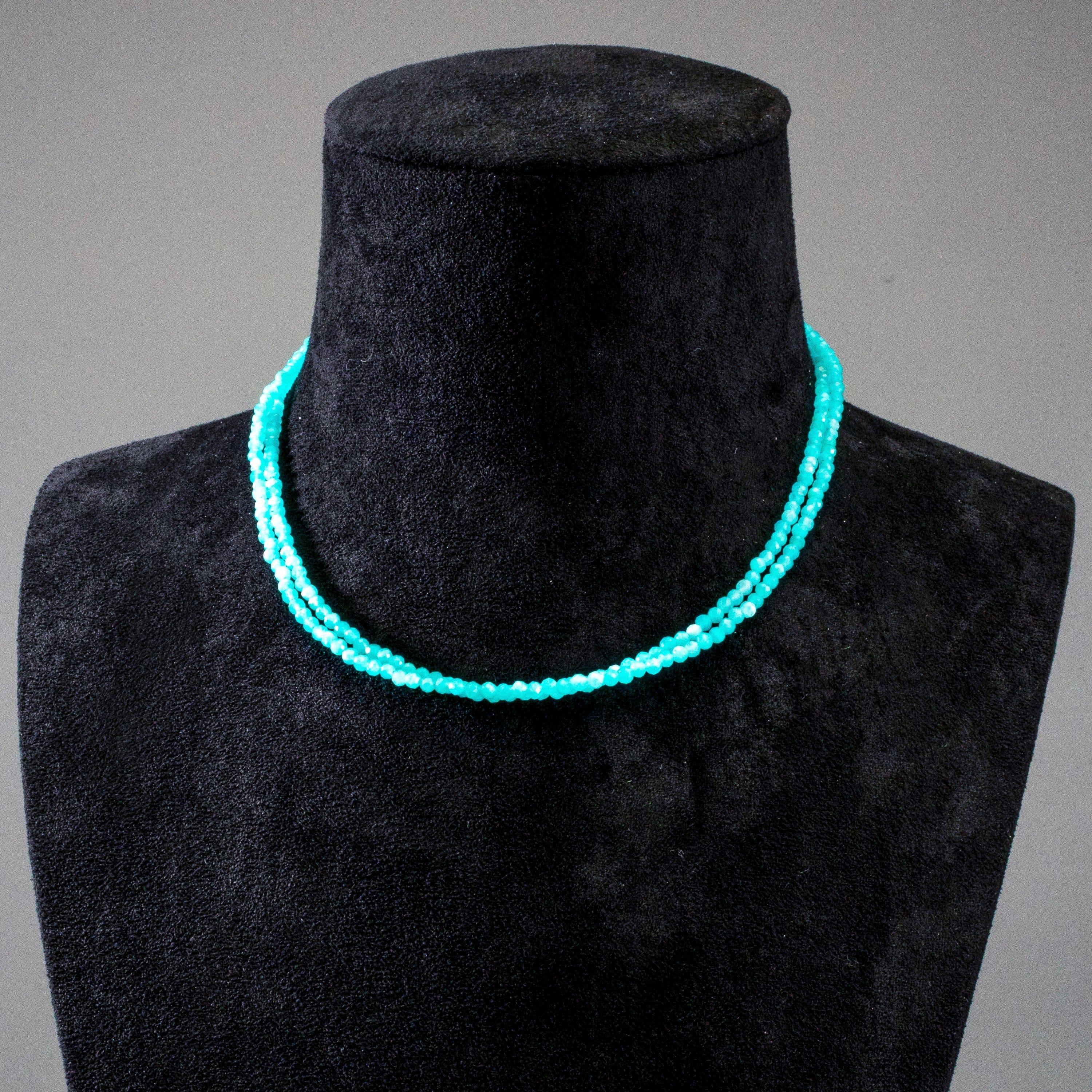 KALIFANO Gemstone Jewelry 3mm Amazonite Faceted 31" Necklace / Multi Wrap Bracelet N3-79S-AZ