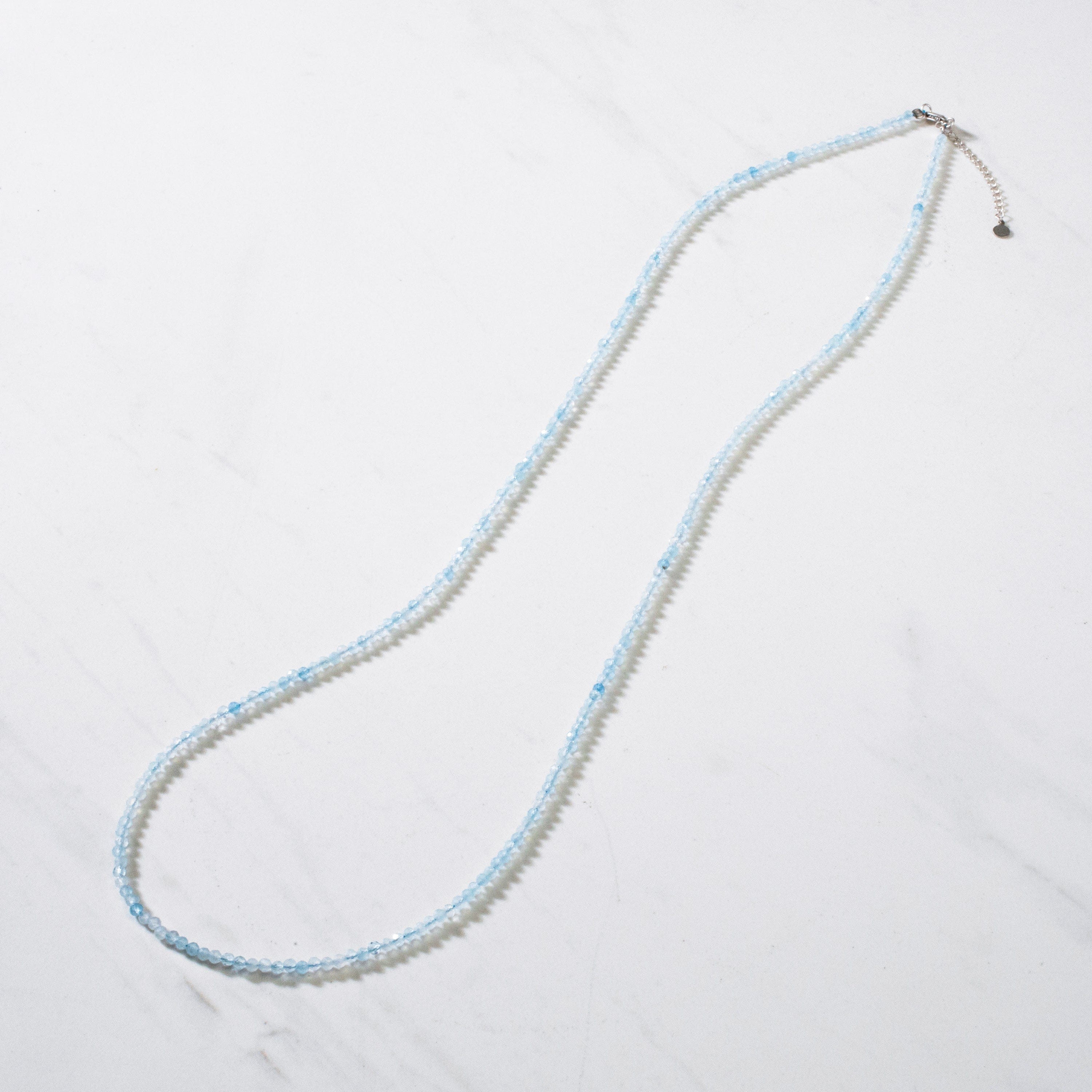 KALIFANO Gemstone Jewelry 3mm Aquamarine Faceted 31" Necklace / Multi Wrap Bracelet N3-79S-AQ