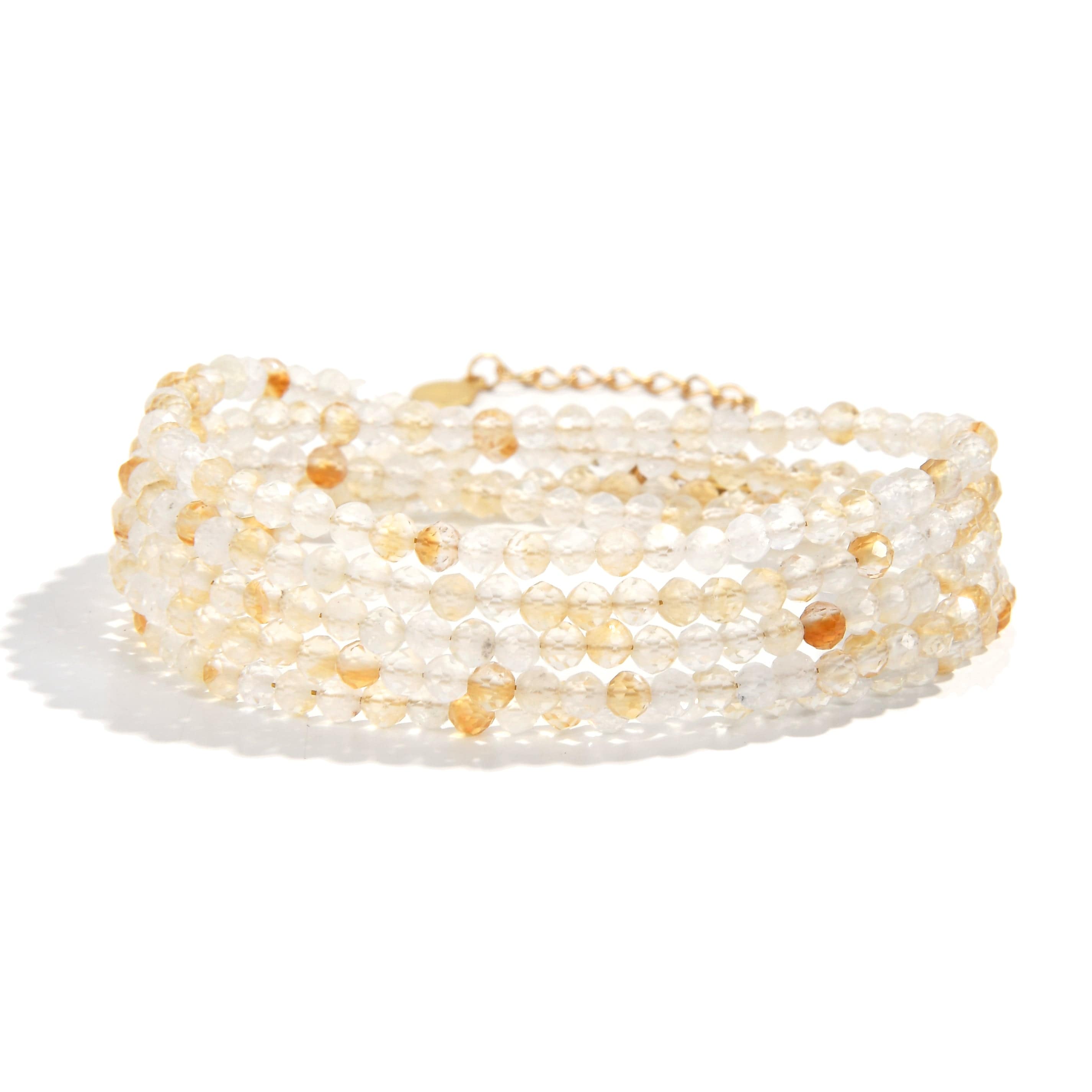 KALIFANO Gemstone Jewelry 3mm Citrine Faceted 31" Necklace / Multi Wrap Bracelet N3-79G-CT