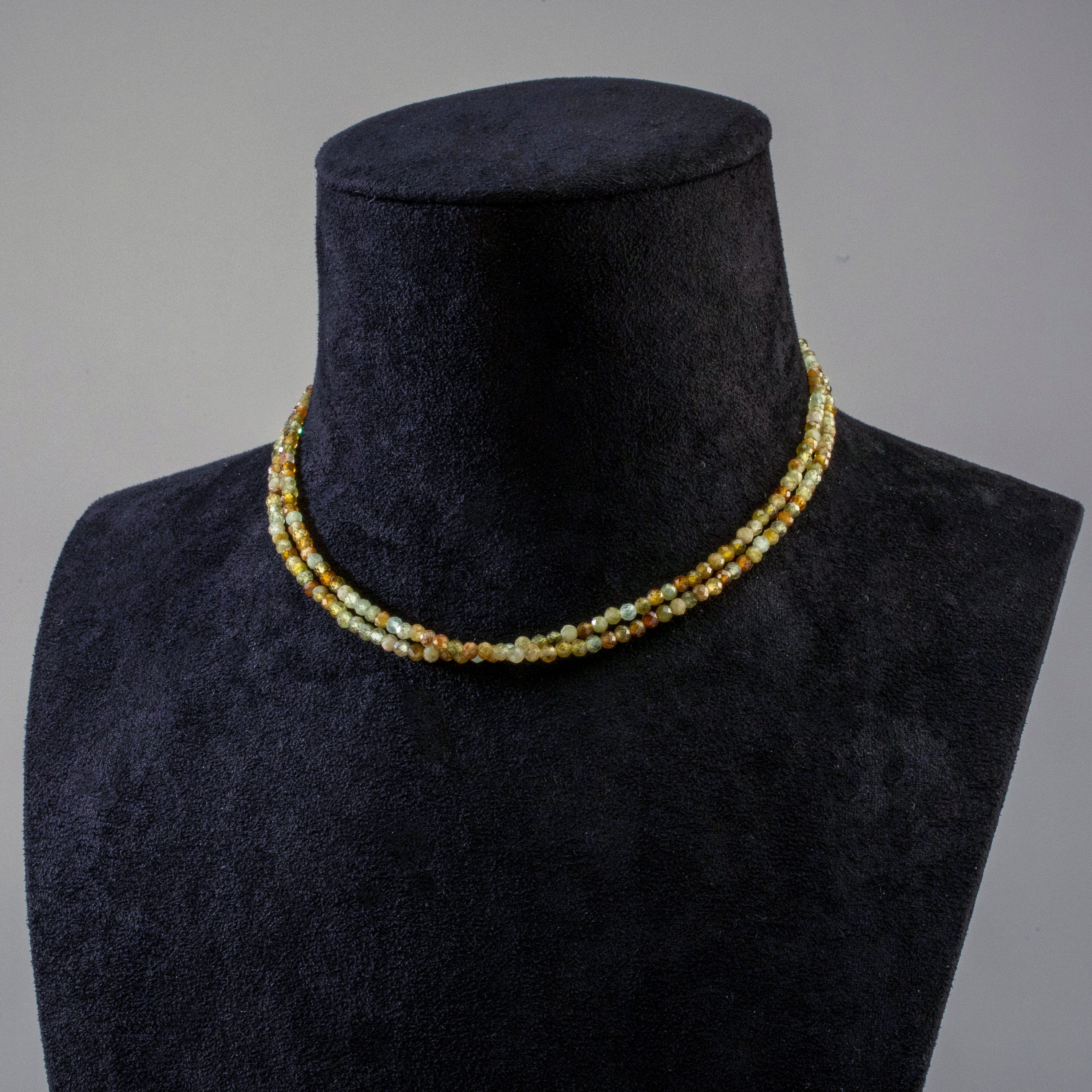 KALIFANO Gemstone Jewelry 3mm Green Garnet Faceted 31" Necklace / Multi Wrap Bracelet N3-79S-GG