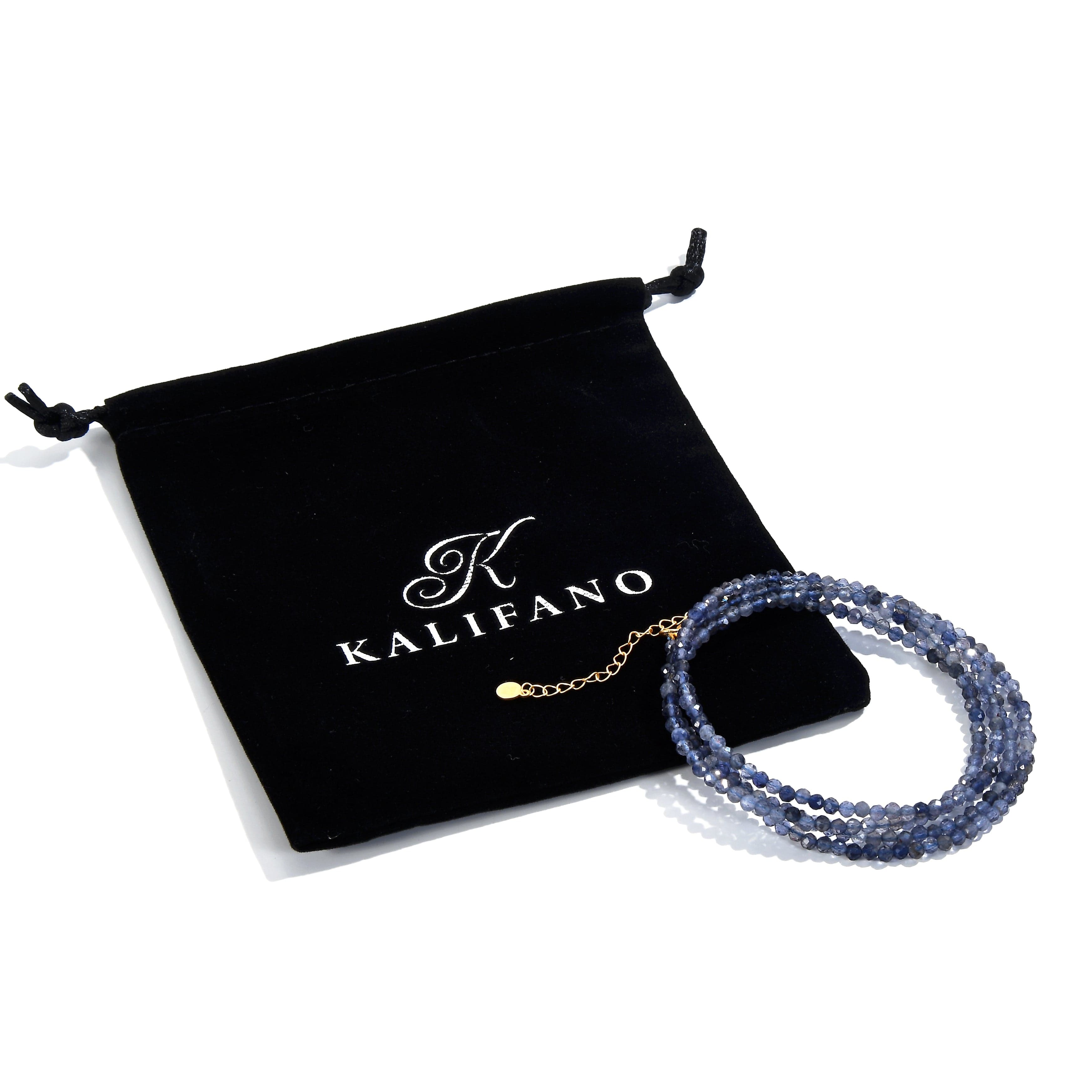 KALIFANO Gemstone Jewelry 3mm Iolite Faceted 31" Necklace / Multi Wrap Bracelet N3-79G-IO