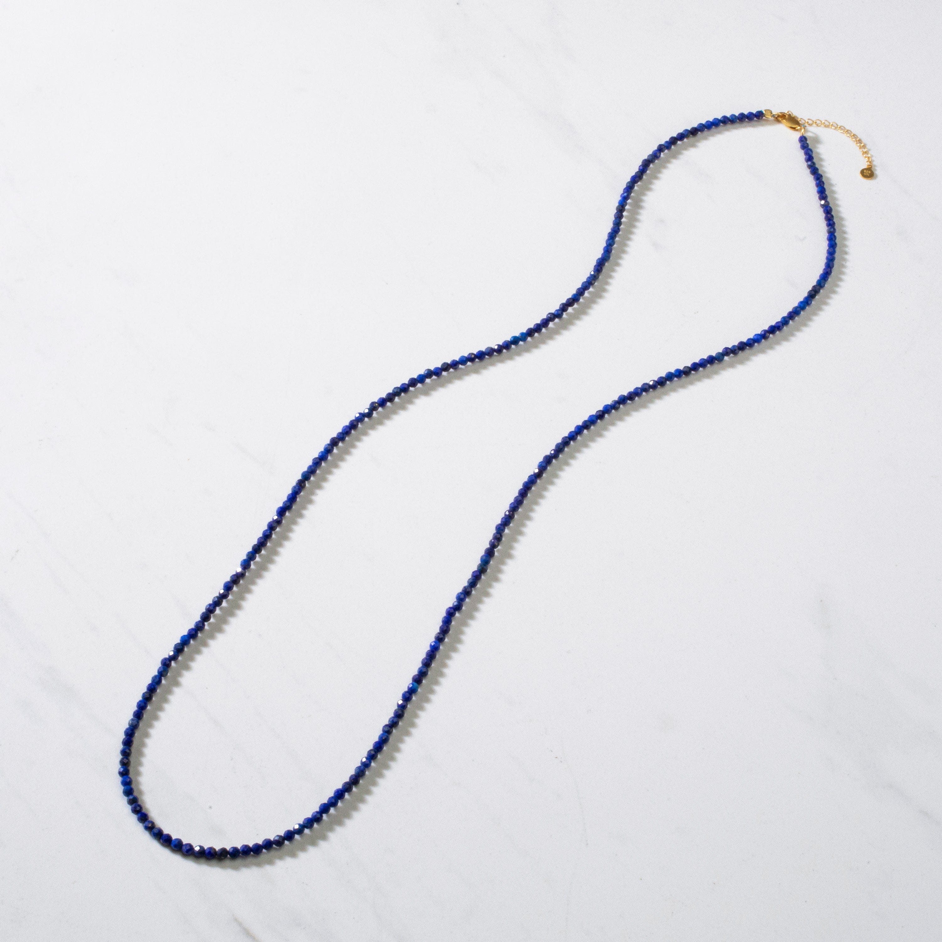 KALIFANO Gemstone Jewelry 3mm Lapis Faceted 31" Necklace / Multi Wrap Bracelet N3-79G-LP
