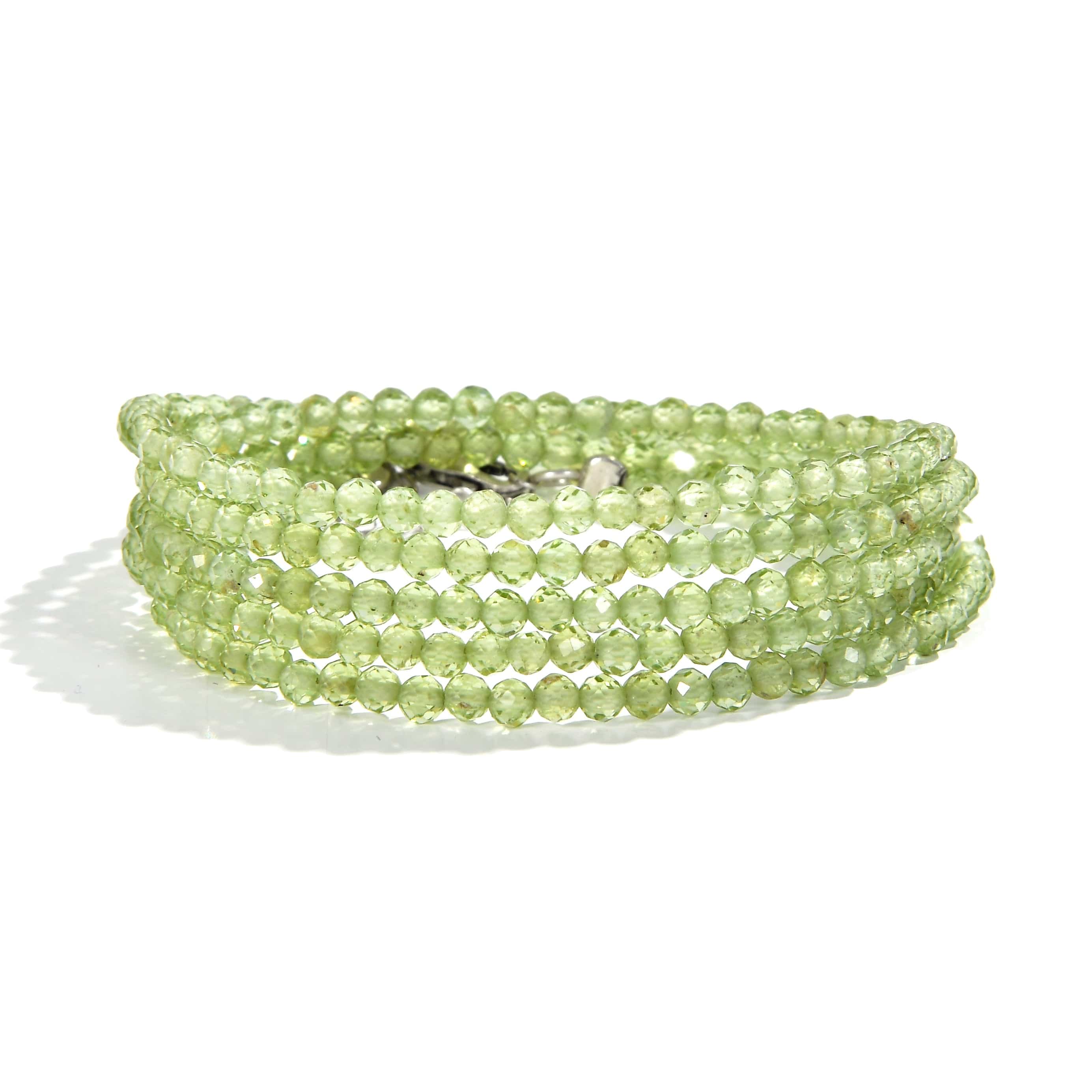 KALIFANO Gemstone Jewelry 3mm Peridot Faceted 31" Necklace / Multi Wrap Bracelet N3-79S-PT