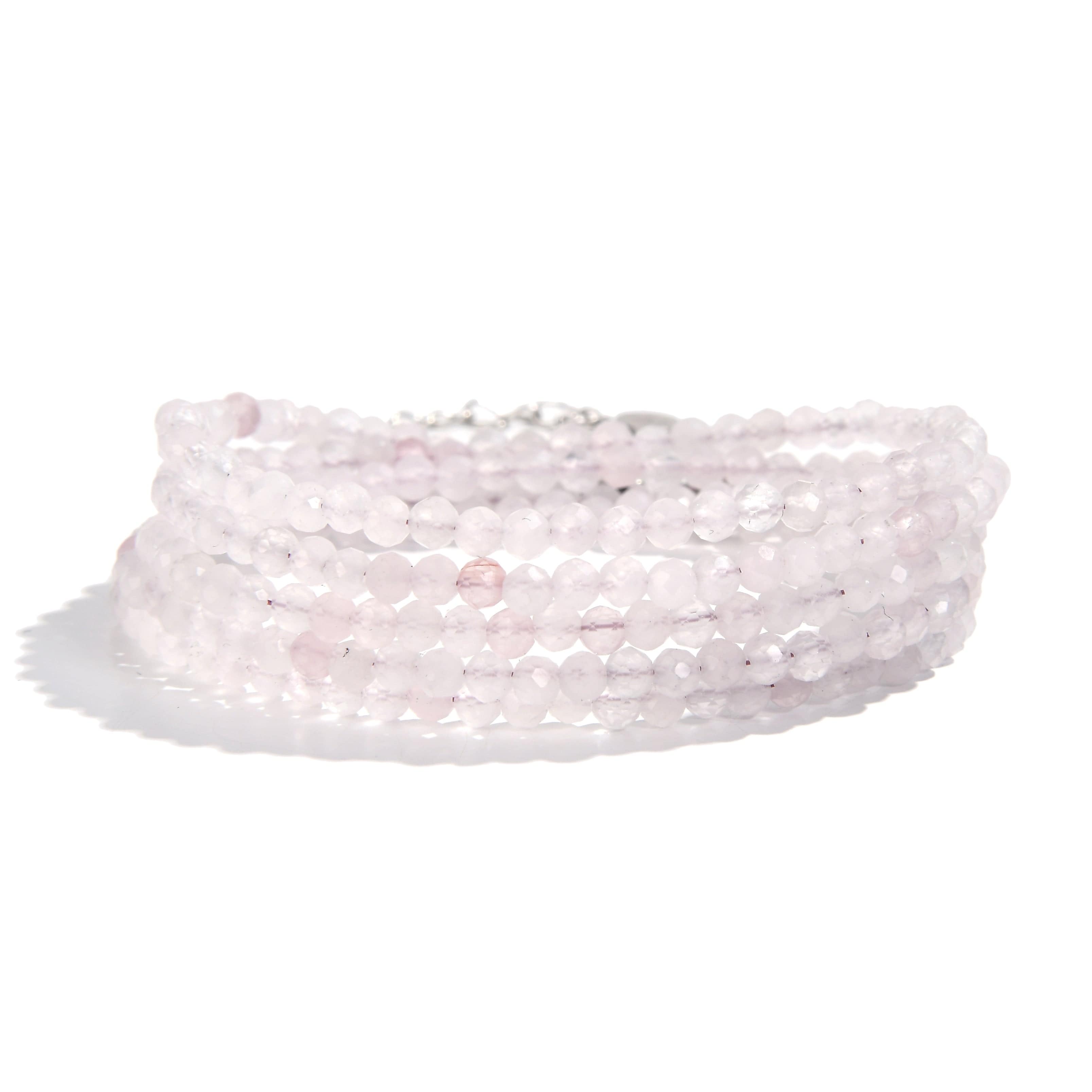 KALIFANO Gemstone Jewelry 3mm Rose Quartz Faceted 31" Necklace / Multi Wrap Bracelet N3-79S-RQ