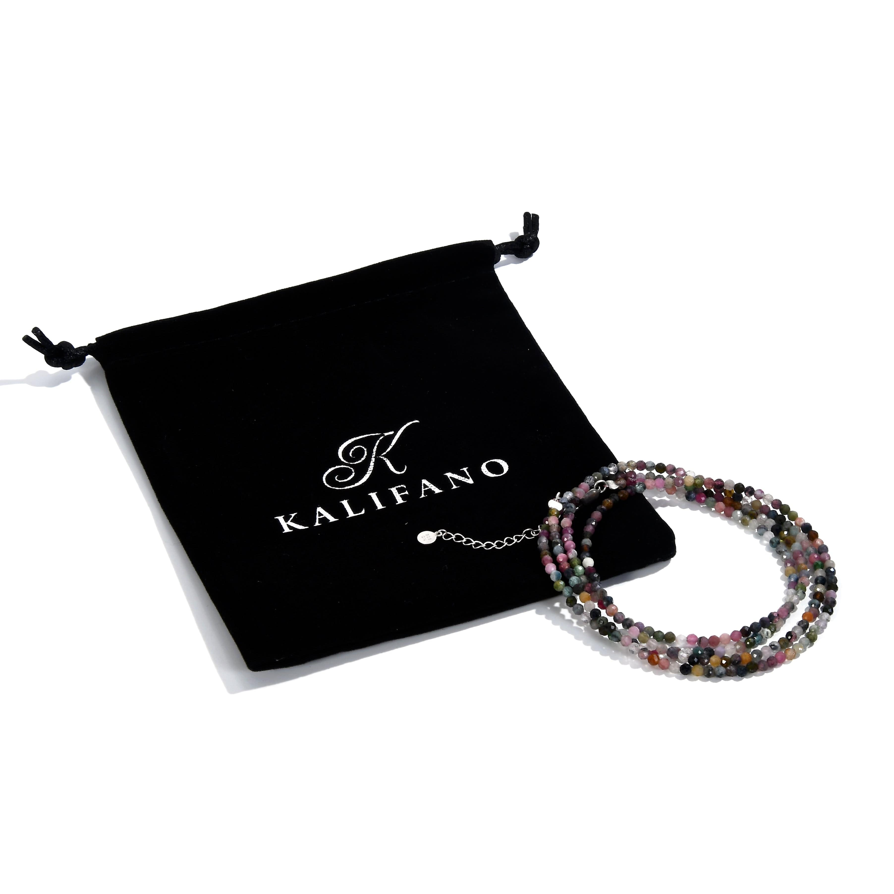 KALIFANO Gemstone Jewelry 3mm Tourmaline Faceted 31" Necklace / Multi Wrap Bracelet N3-79S-TR
