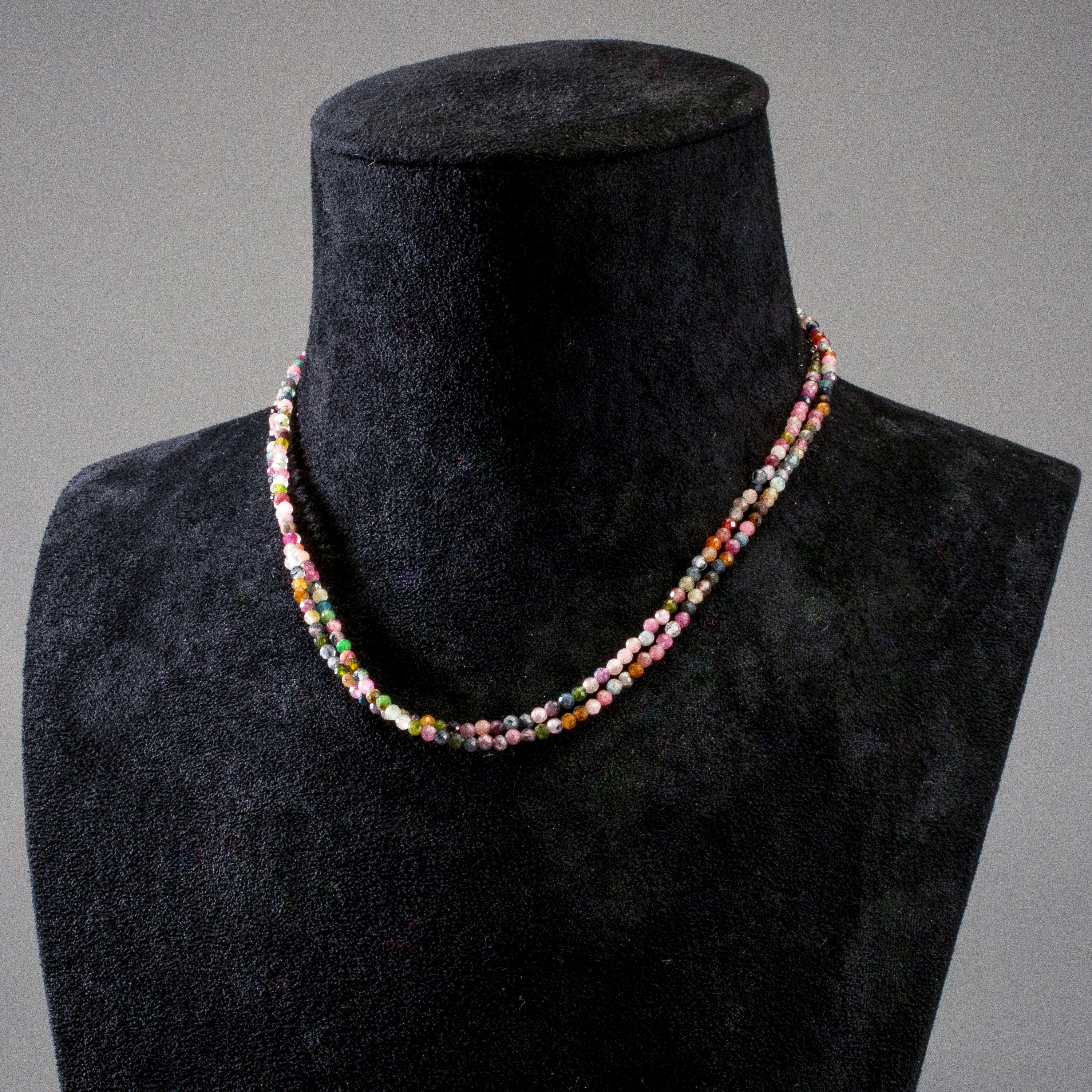 KALIFANO Gemstone Jewelry 3mm Tourmaline Faceted 31" Necklace / Multi Wrap Bracelet N3-79S-TR