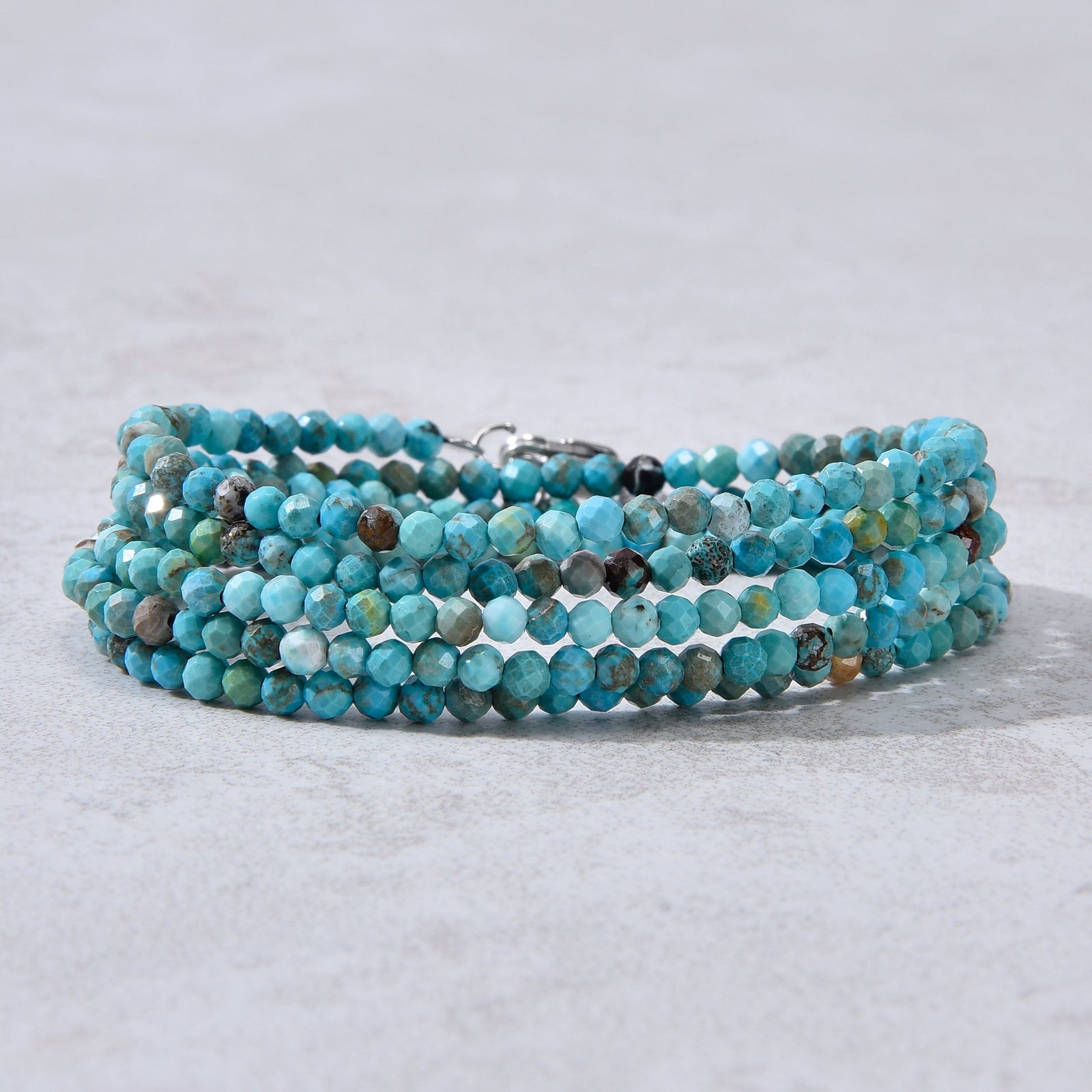 KALIFANO Gemstone Jewelry 3mm Turquoise Faceted 31" Necklace / Multi Wrap Bracelet N3-79S-TQ
