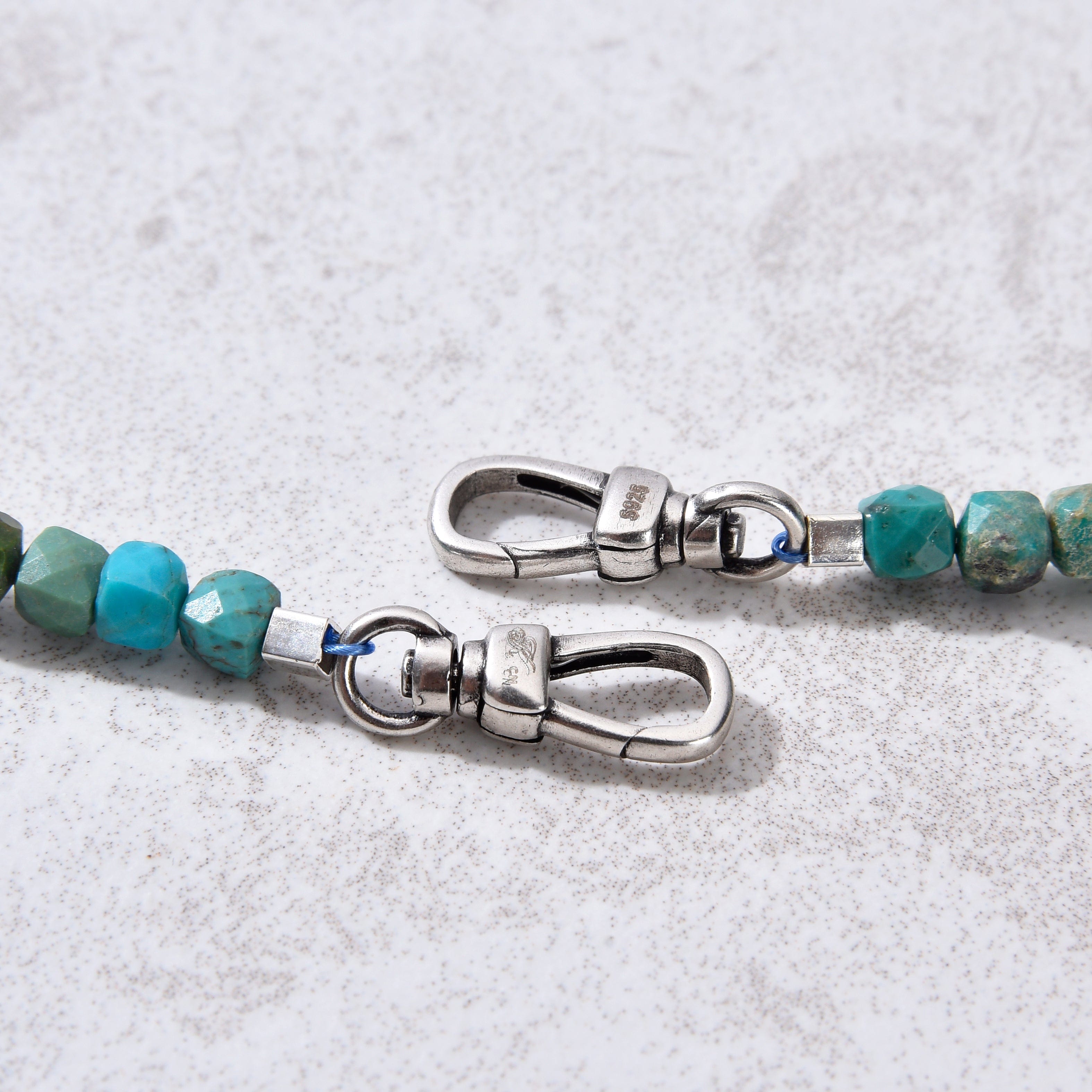 KALIFANO Gemstone Jewelry 4mm Turquoise Faceted Cube 21" Necklace / Multi wrap Bracelet N55-TQ