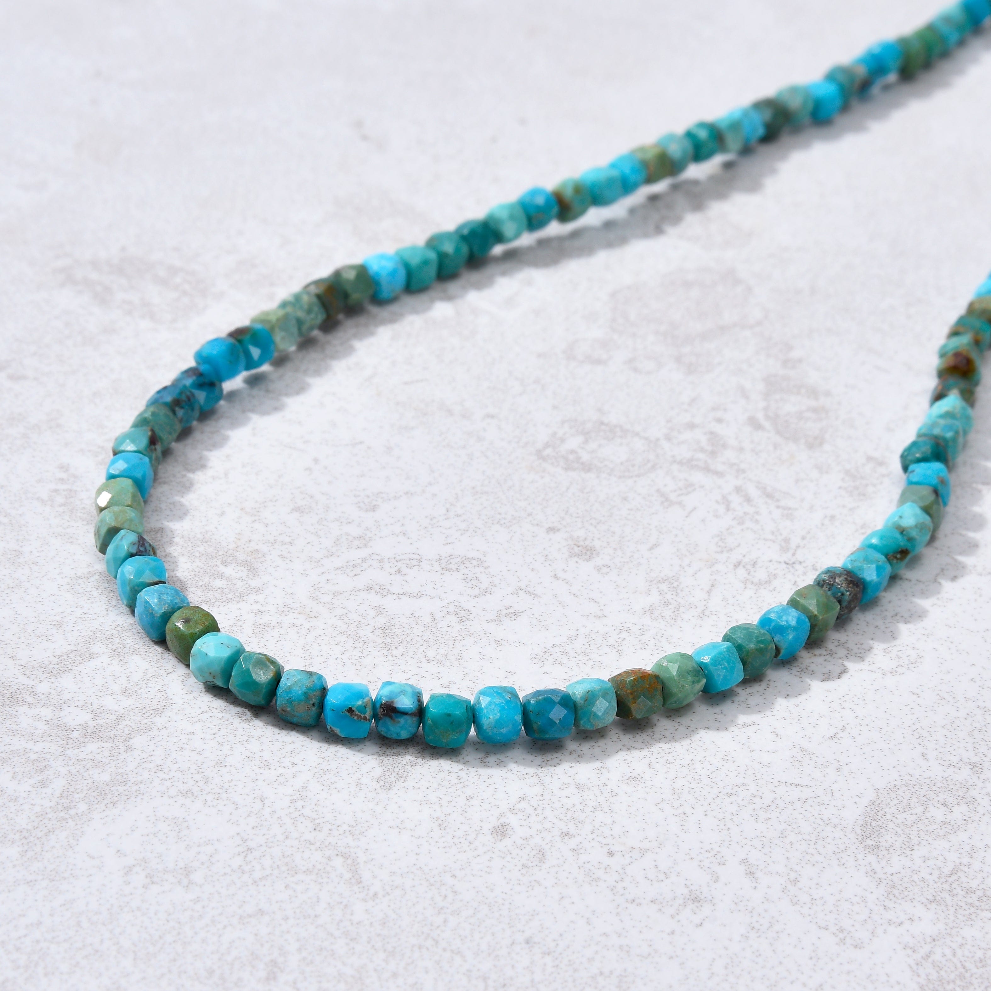 KALIFANO Gemstone Jewelry 4mm Turquoise Faceted Cube 21" Necklace / Multi wrap Bracelet N55-TQ