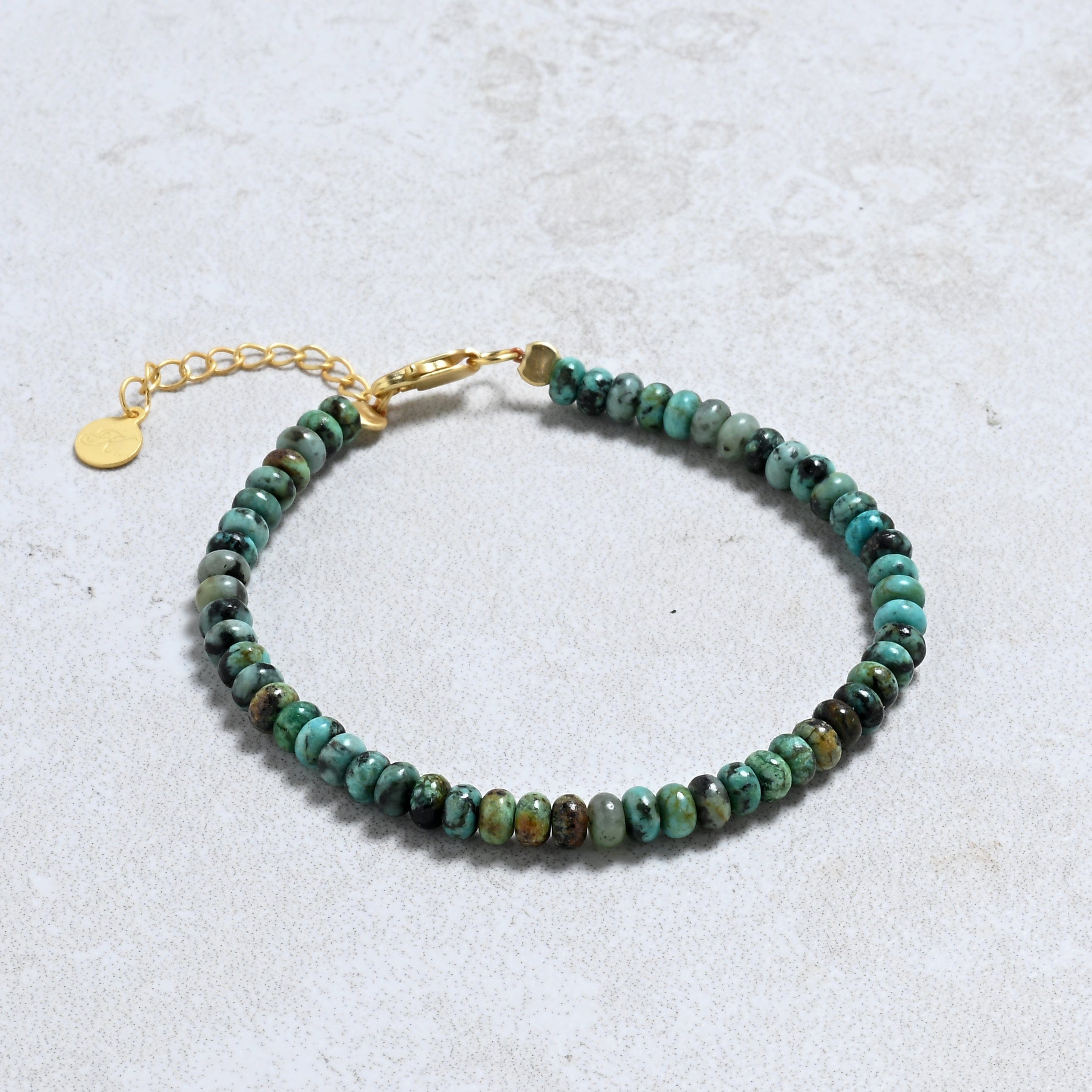 KALIFANO Gemstone Jewelry 6.5" African Turquoise Bracelet with Sterling Silver Lobster Clasp 925B-26-TQ