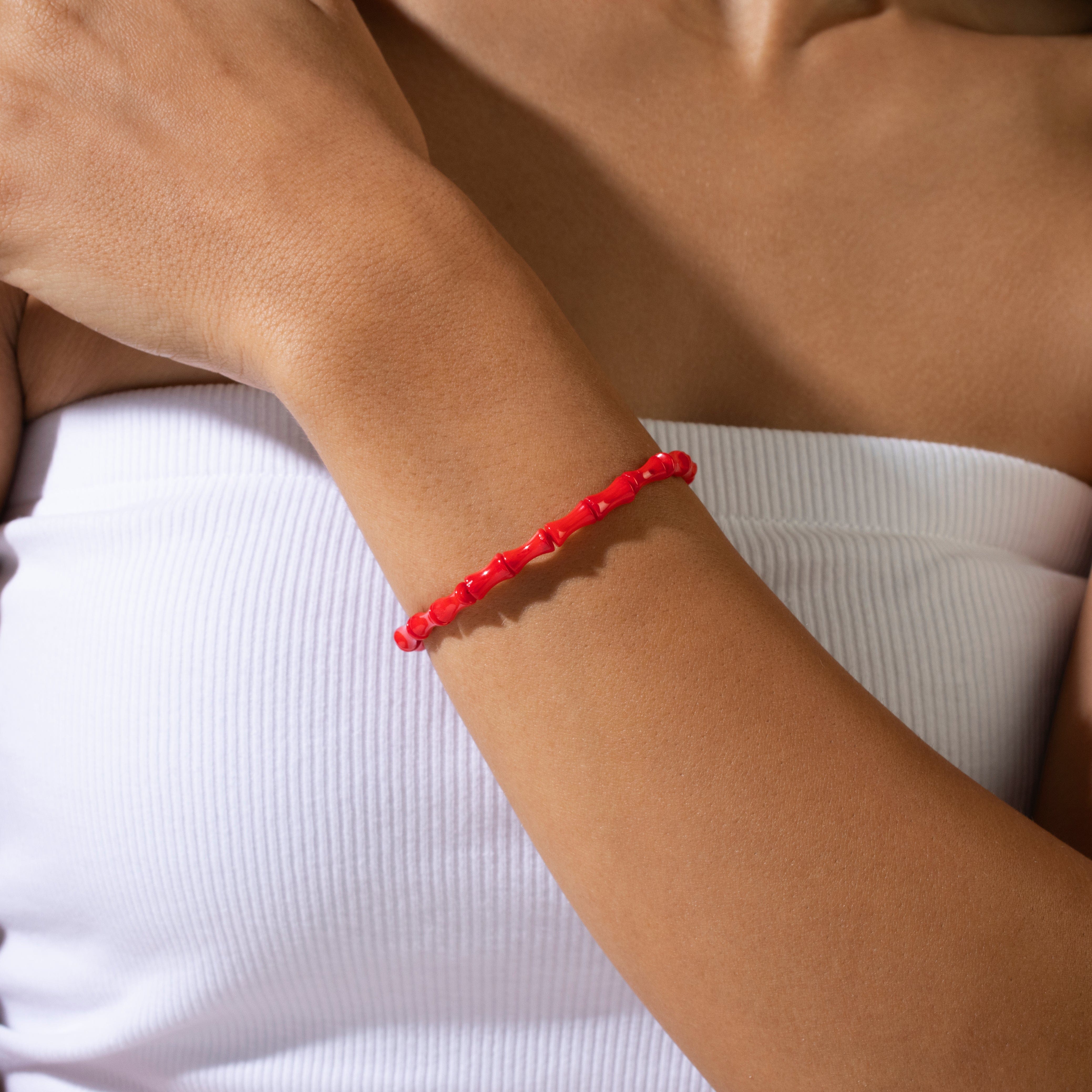 KALIFANO Gemstone Jewelry 7" Coral Bracelet with Sterling Silver Lobster Clasp 925B-03-RC