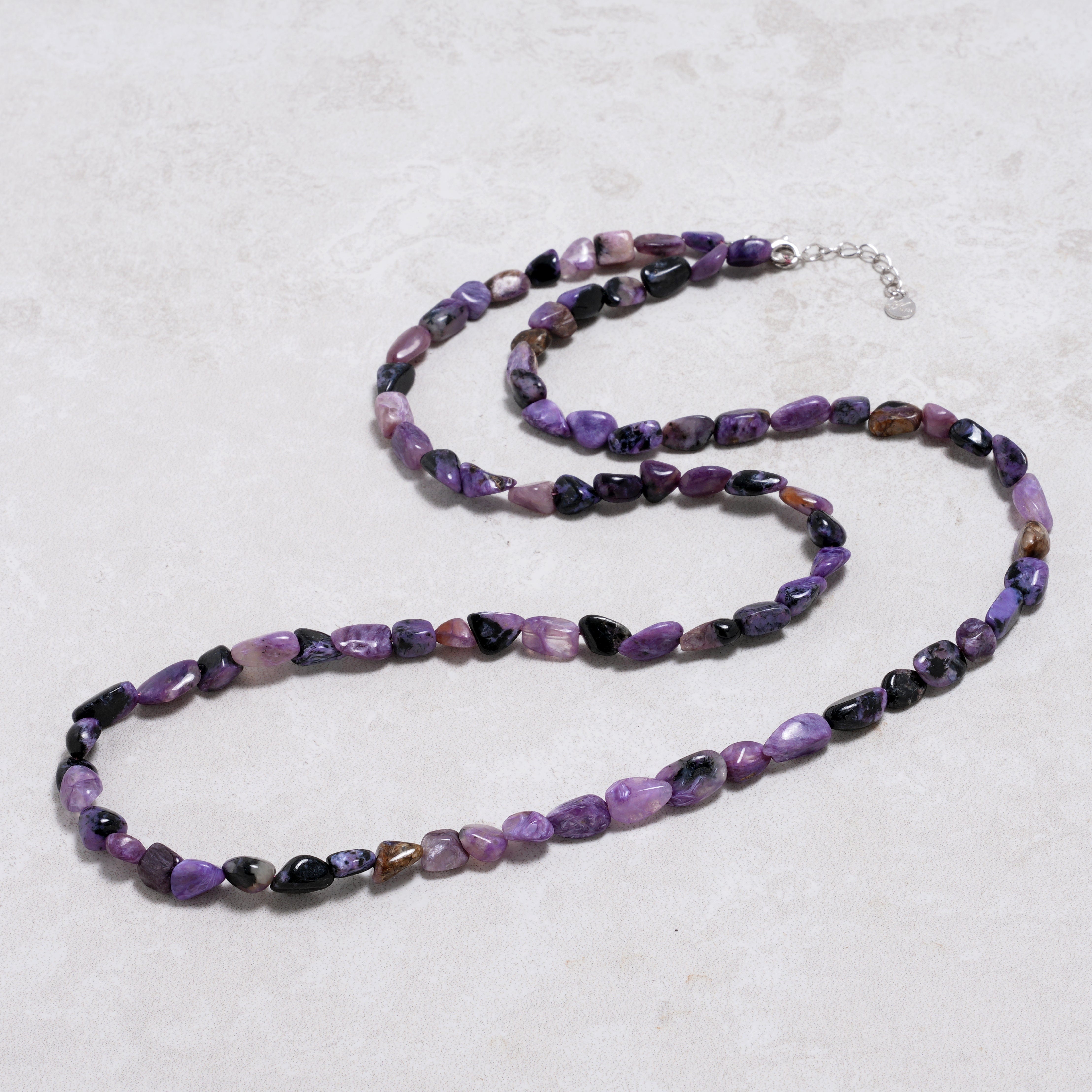 KALIFANO Gemstone Jewelry 8mm Charoite 30" Necklace / Multi wrap Bracelet N77-CH