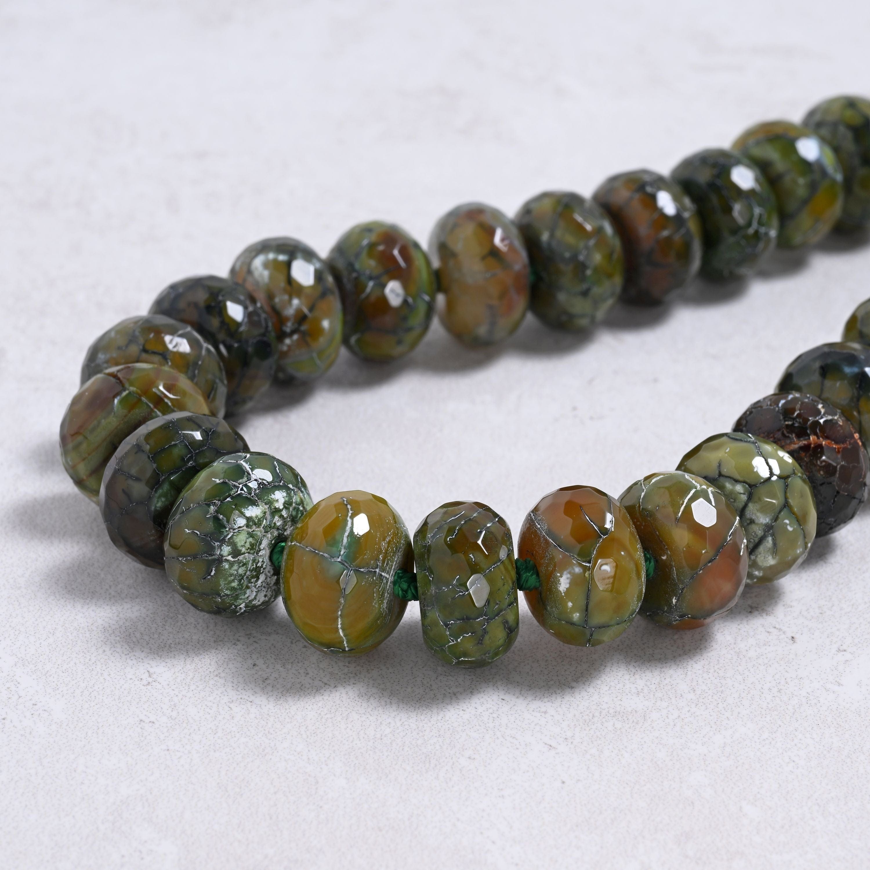 Kalifano Gemstone Jewelry Agate 11x18mm Roundel Gemstone Necklace with Sterling Silver Clasp - 22" 9SN-AG