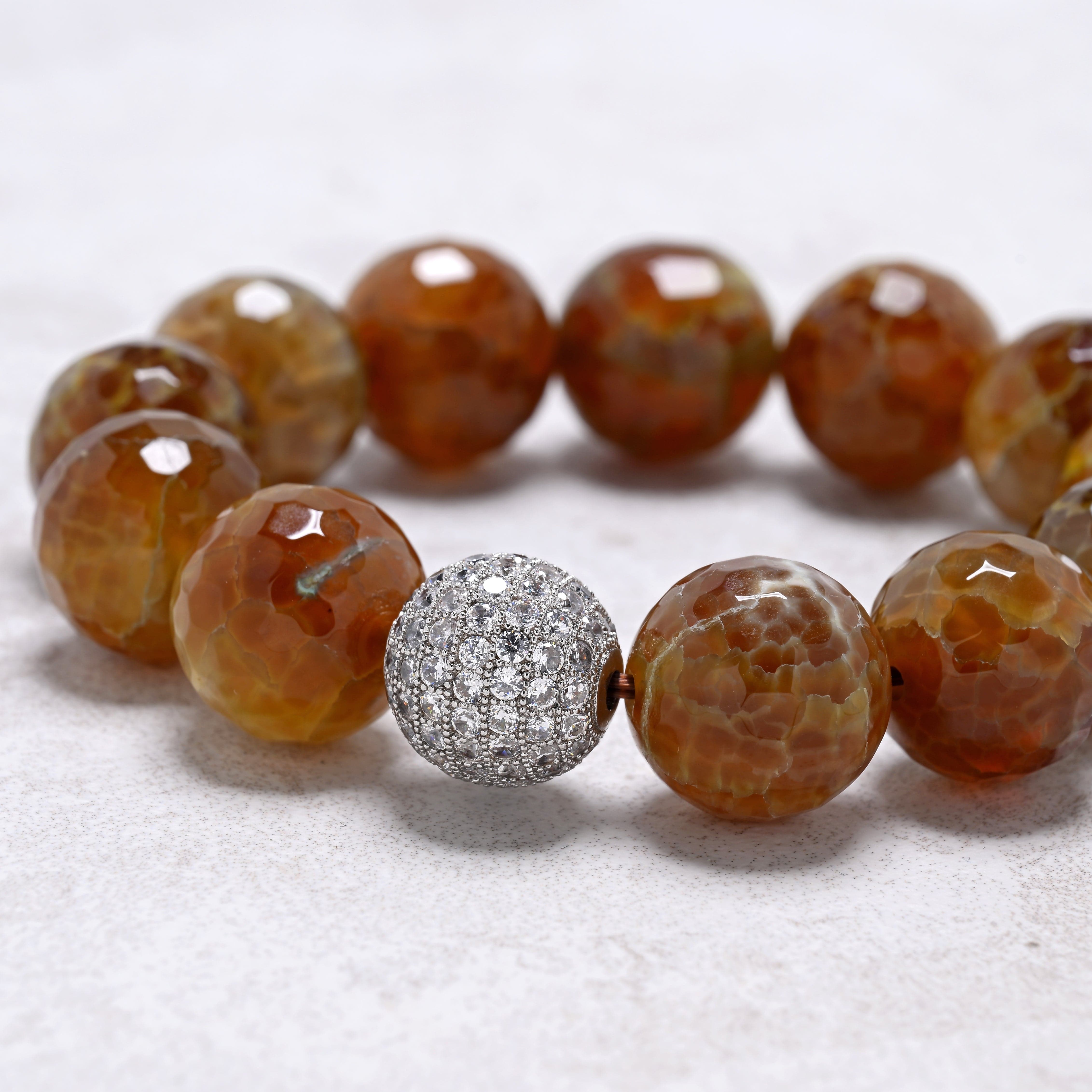 KALIFANO Gemstone Jewelry Agate 16mm Natural Gemstone Stretch Bracelet