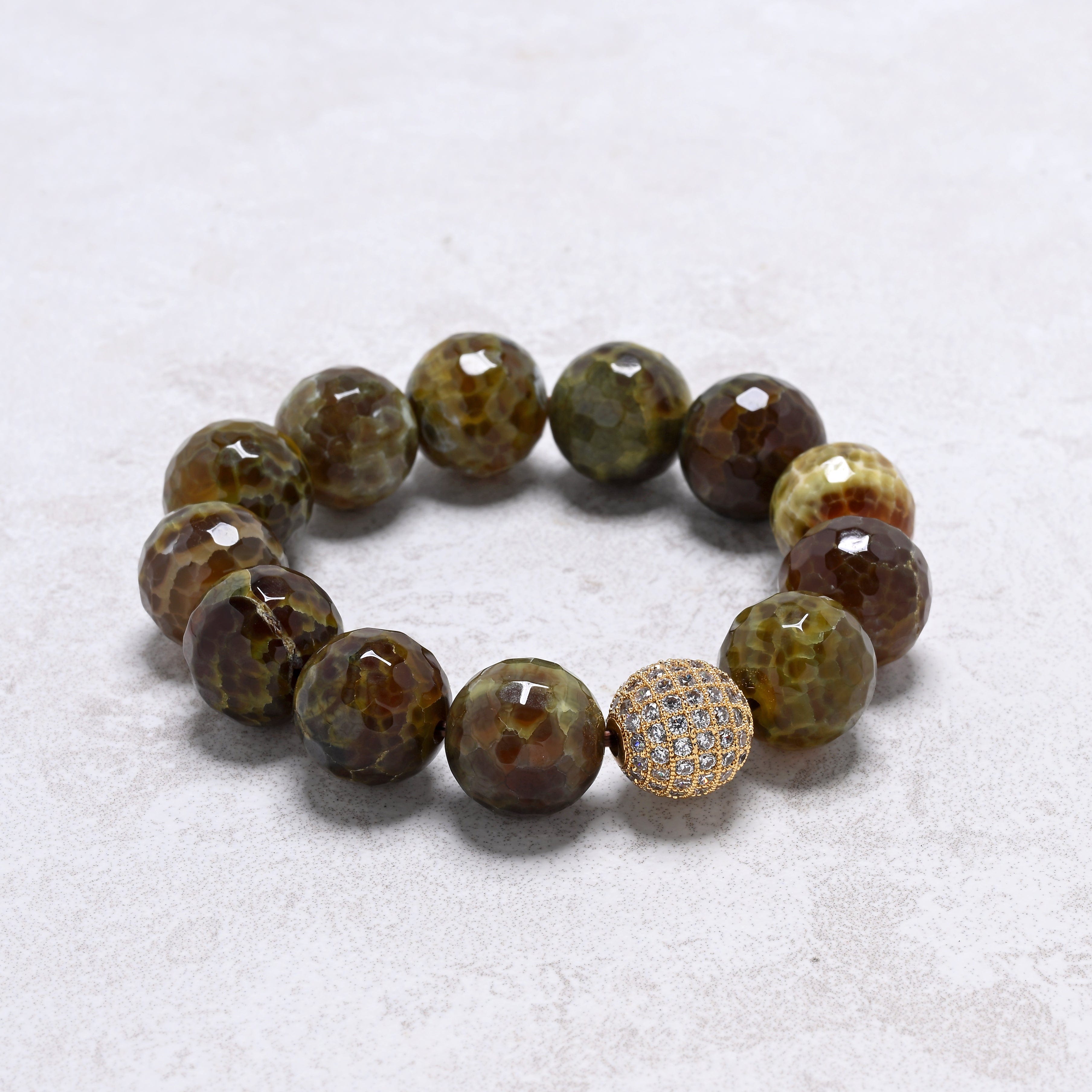 KALIFANO Gemstone Jewelry Agate 16mm Natural Gemstone Stretch Bracelet