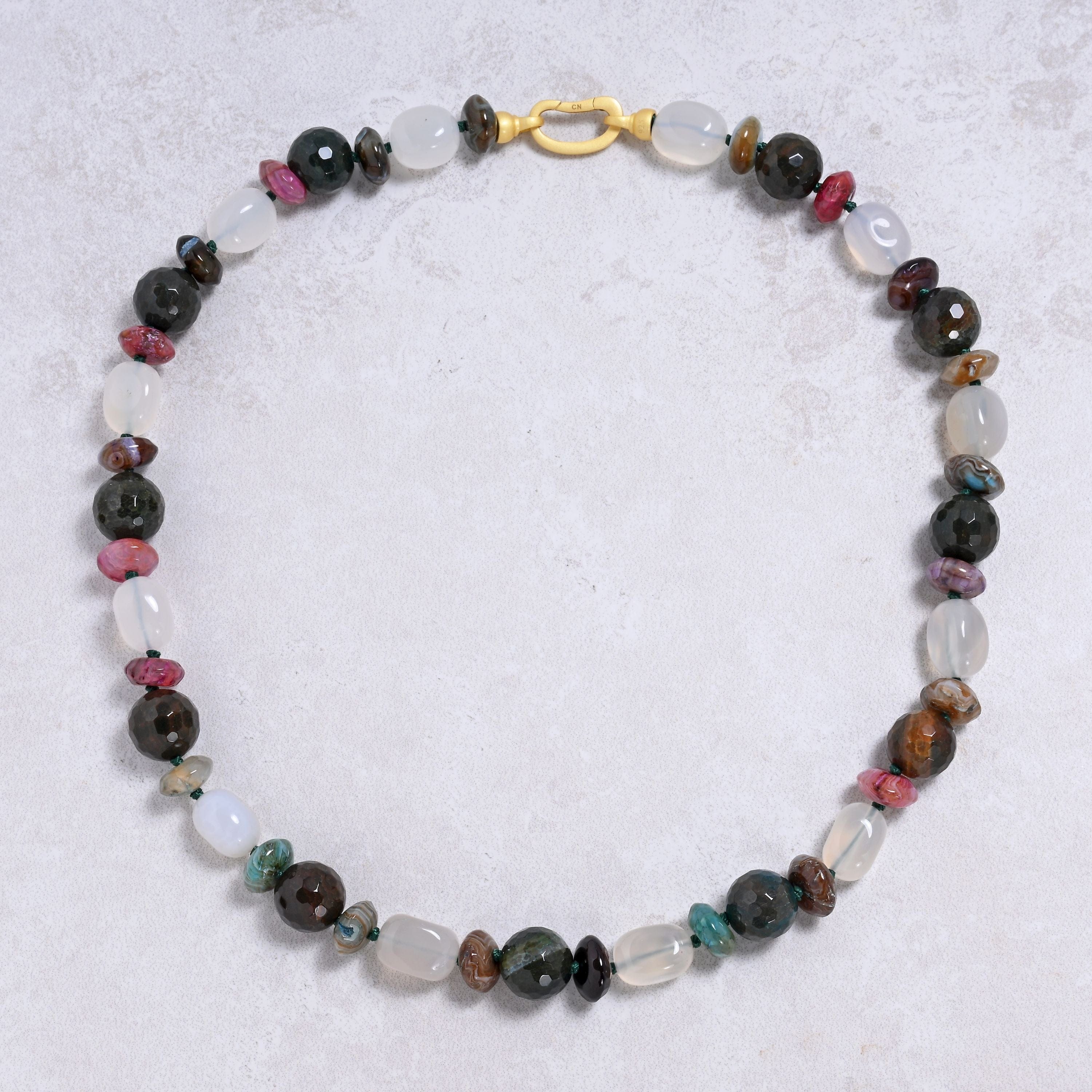 Kalifano Gemstone Jewelry Agate Mix Gemstone Necklace with Sterling Silver Clasp - 22" 9GN-AG2