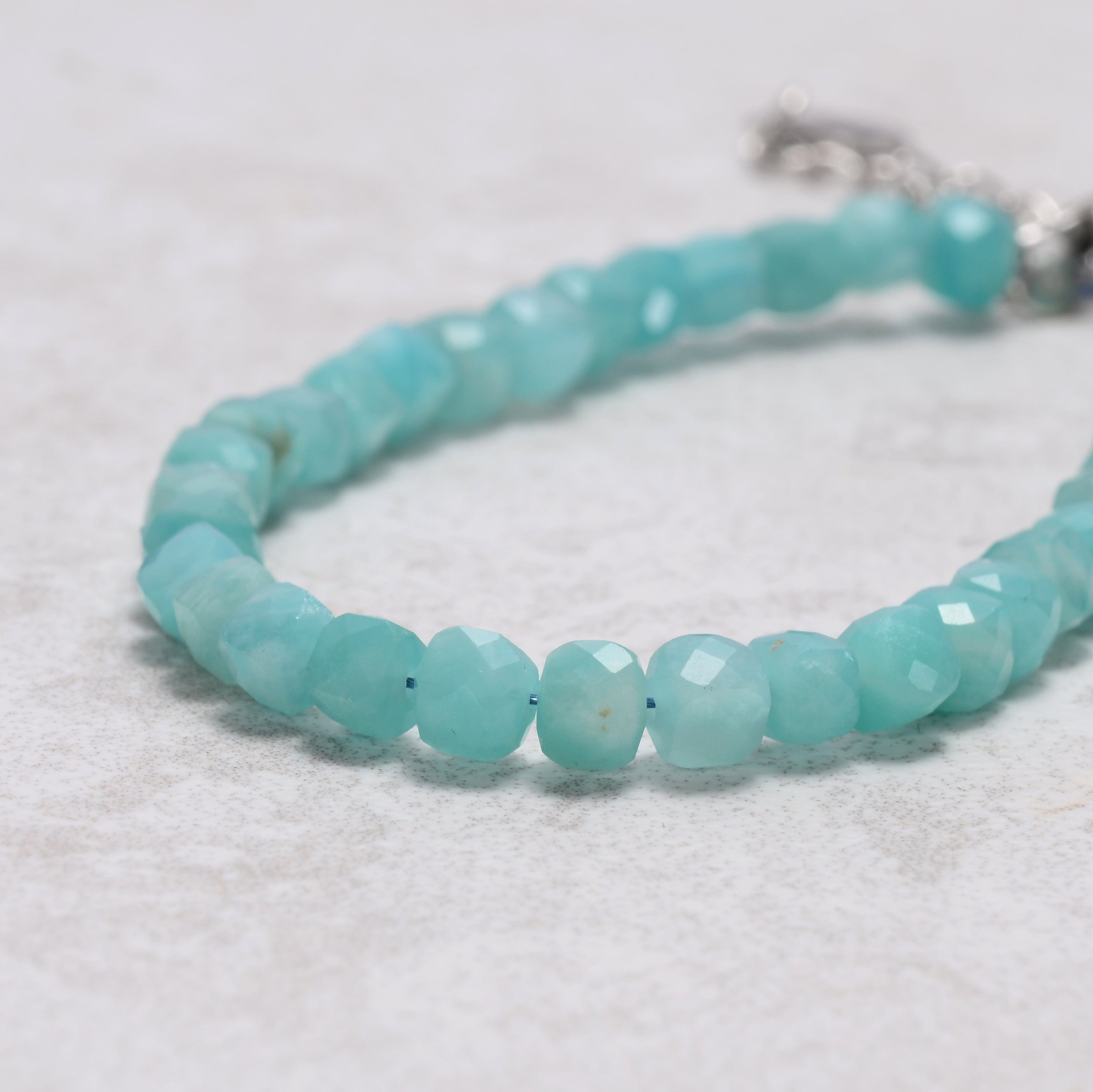 KALIFANO Gemstone Jewelry Amazonite 4mm Natural Gemstone Bracelet with Sterling Silver Clasp B4-16S-AZ