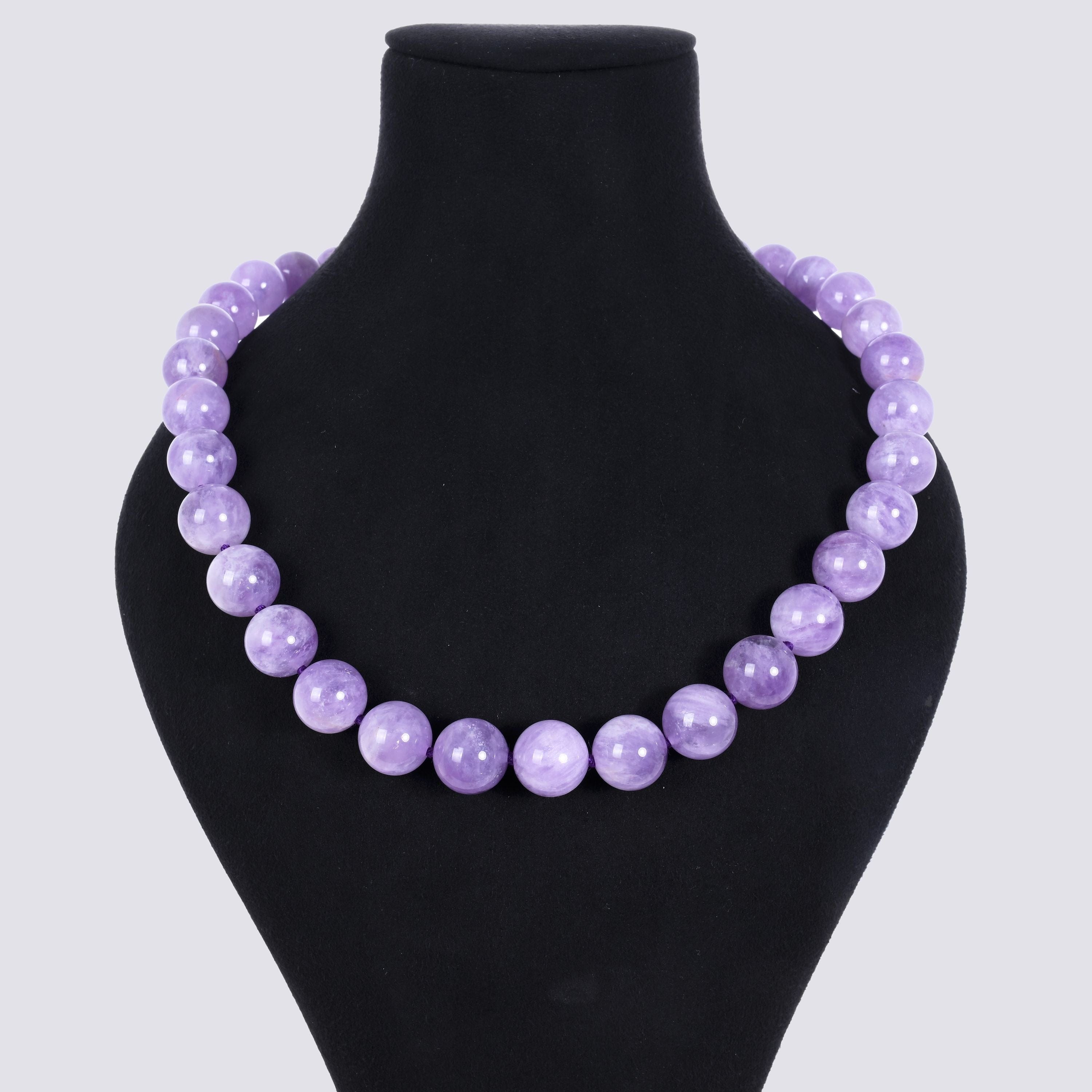 Kalifano Gemstone Jewelry Amethyst 14mm Round Gemstone Necklace with Sterling Silver Clasp - 22" 9SN-AM