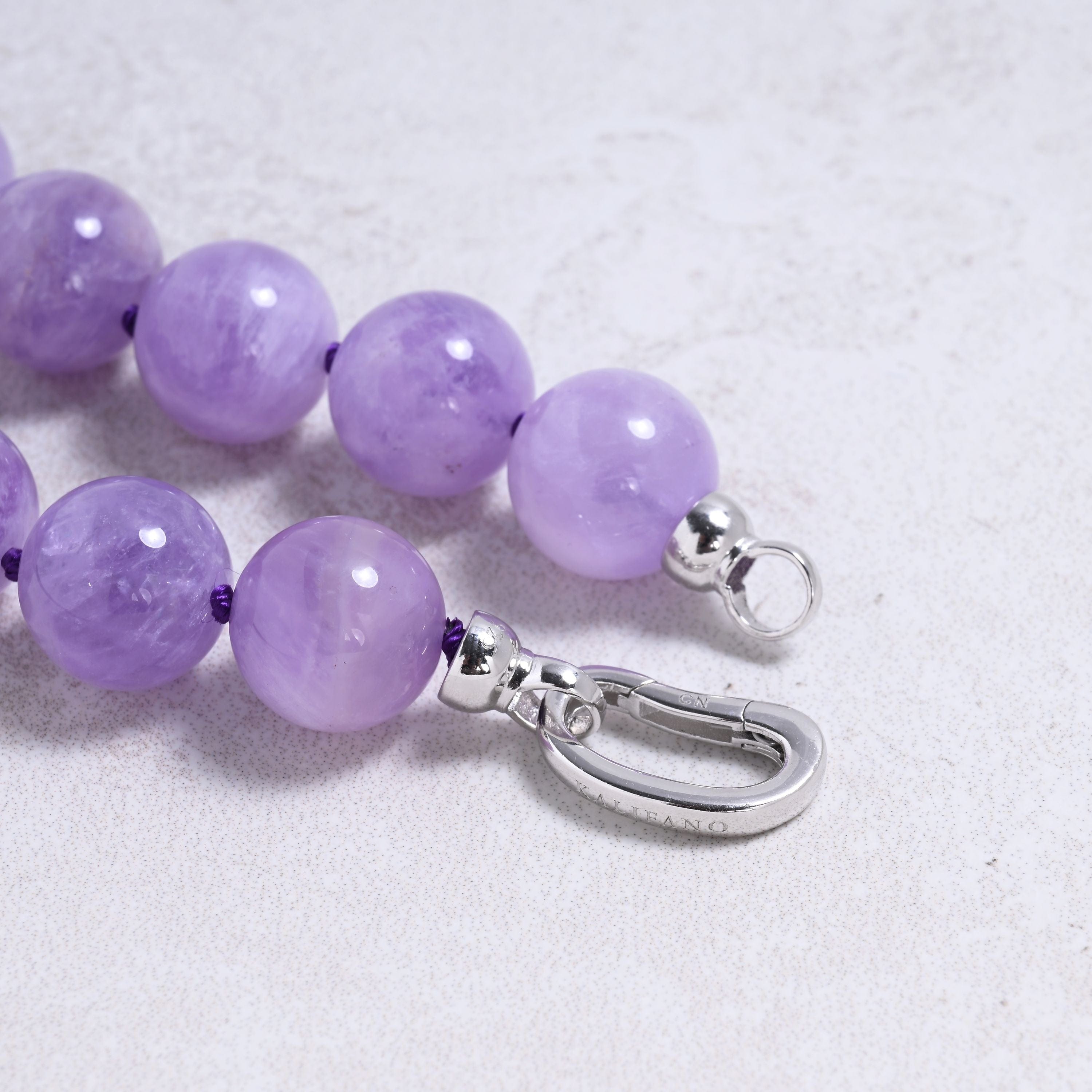 Kalifano Gemstone Jewelry Amethyst 14mm Round Gemstone Necklace with Sterling Silver Clasp - 22" 9SN-AM