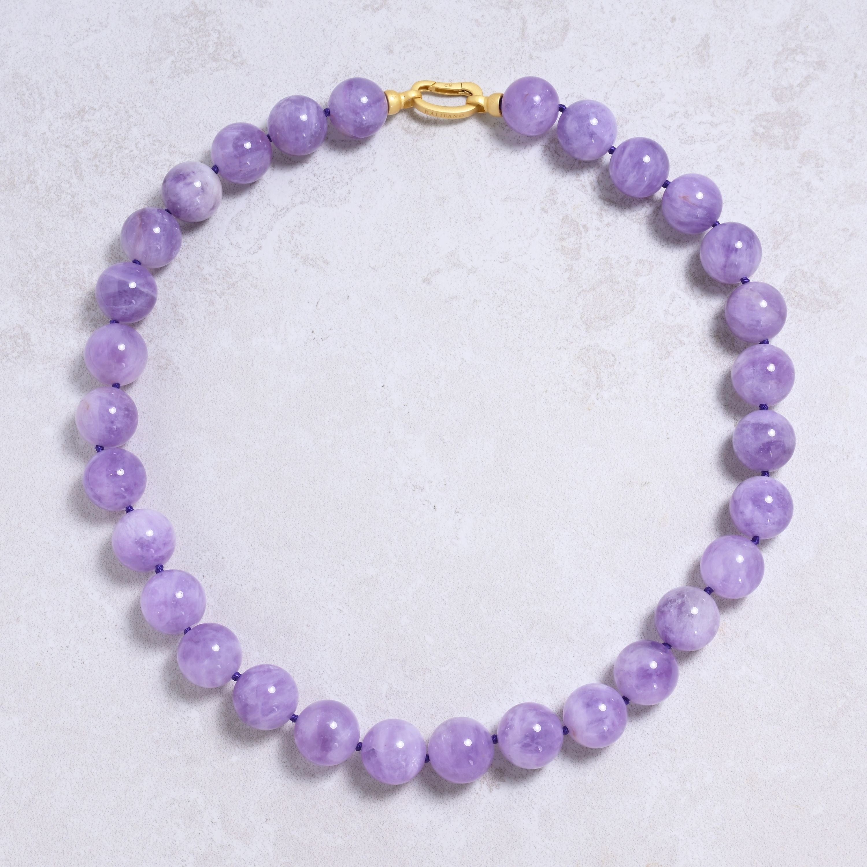 Kalifano Gemstone Jewelry Amethyst 16mm Round Gemstone Necklace with Sterling Silver Clasp - 22" 9GN-AM