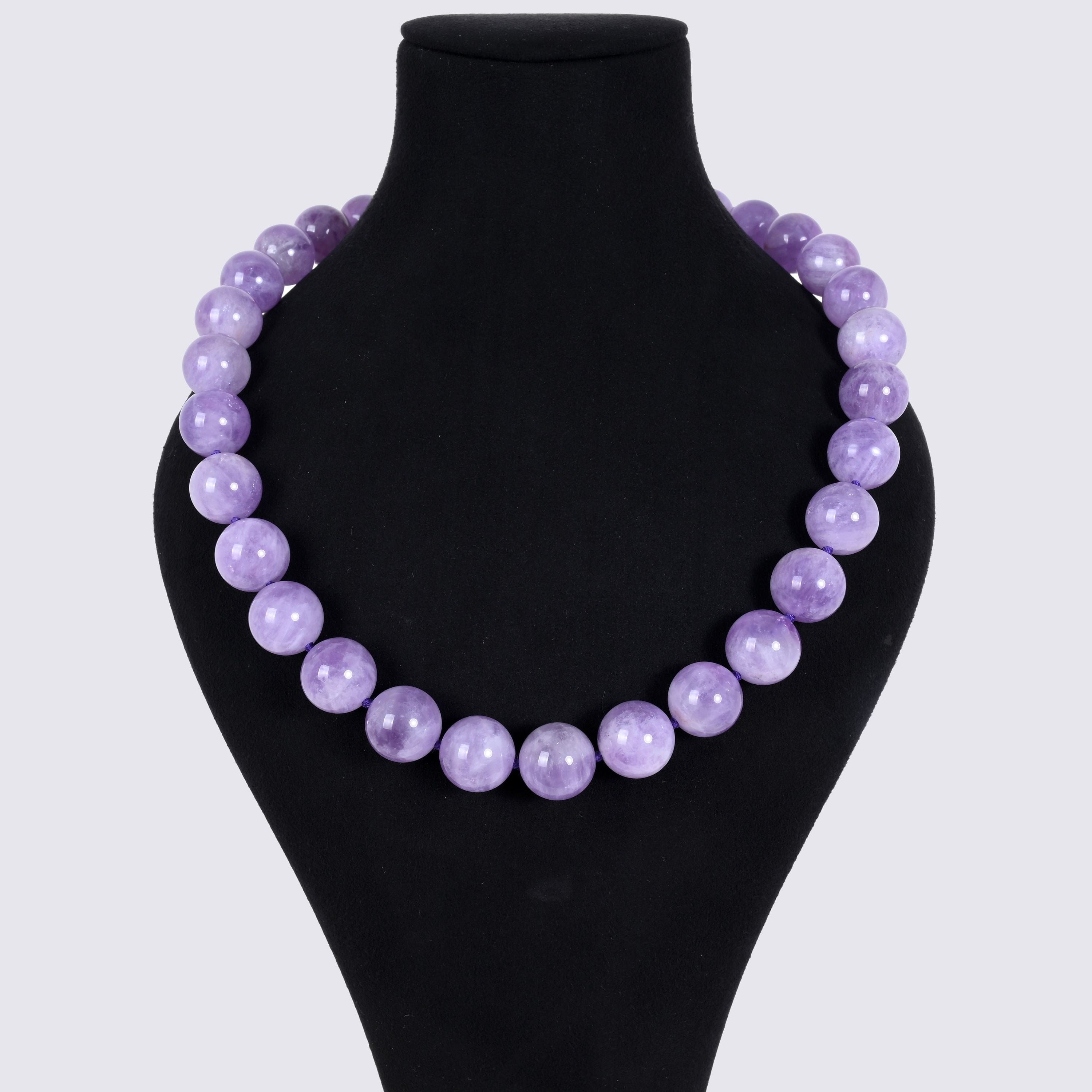 Kalifano Gemstone Jewelry Amethyst 16mm Round Gemstone Necklace with Sterling Silver Clasp - 22" 9GN-AM