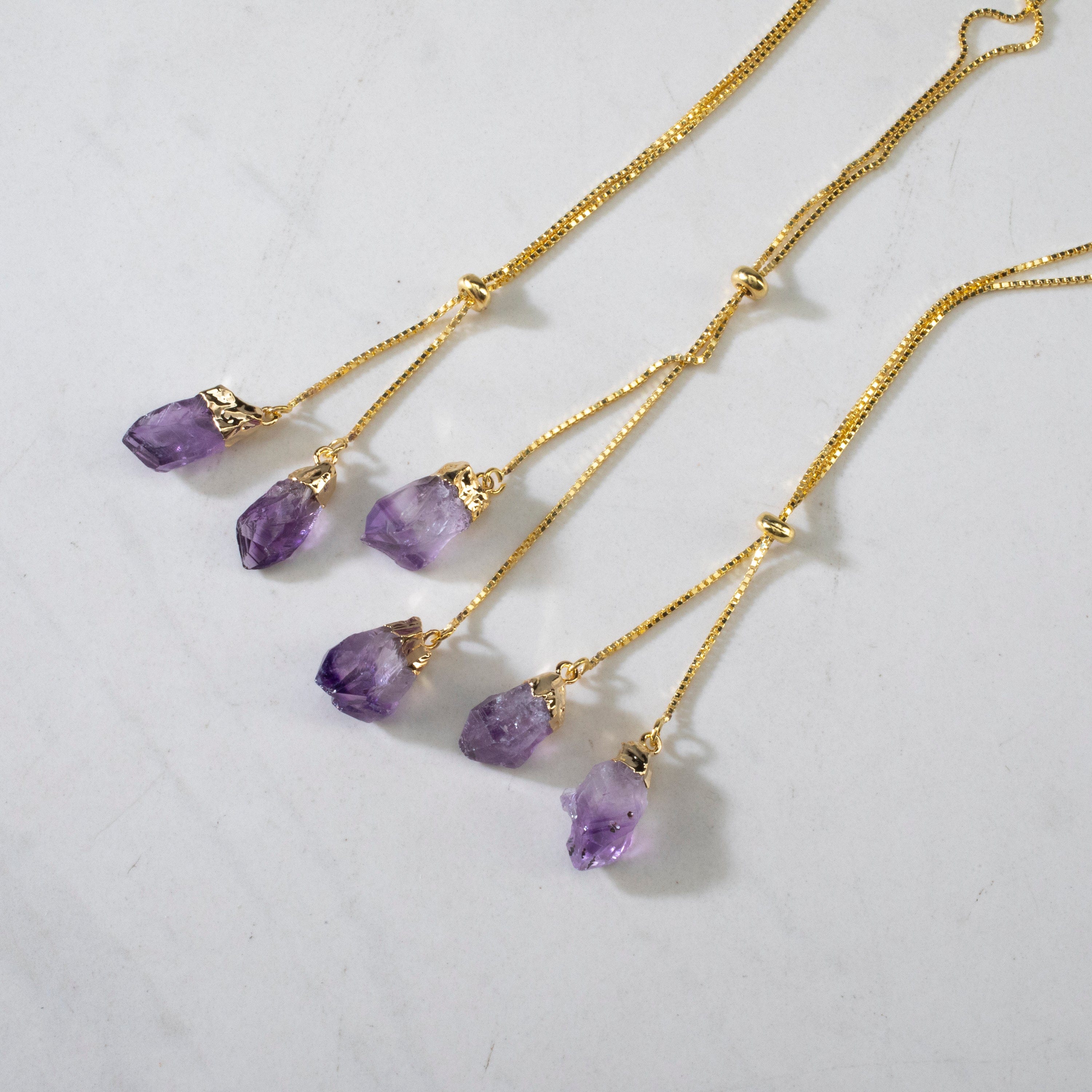 KALIFANO Gemstone Jewelry Amethyst Bolo Necklace CJN-2S-AM