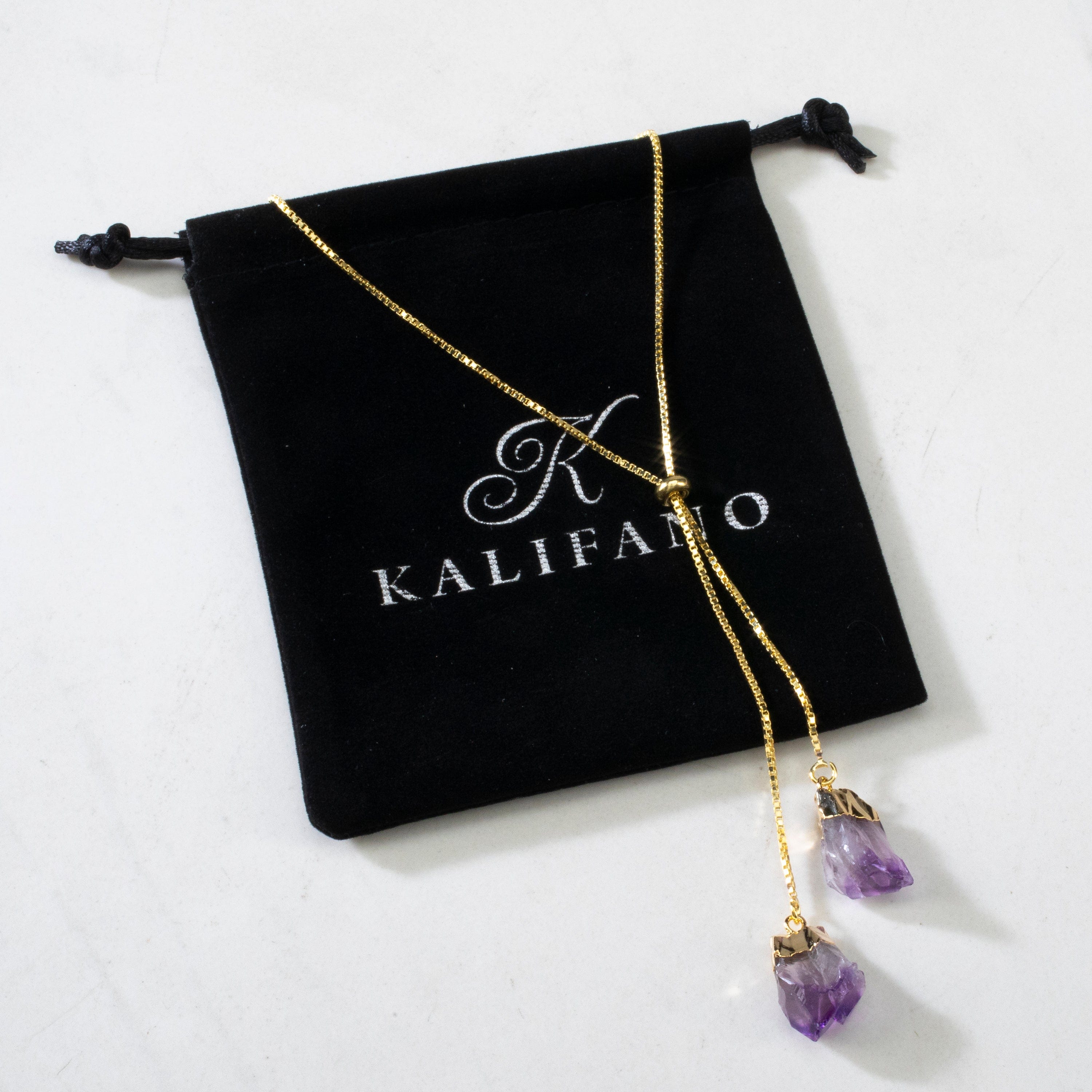 KALIFANO Gemstone Jewelry Amethyst Bolo Necklace CJN-2S-AM