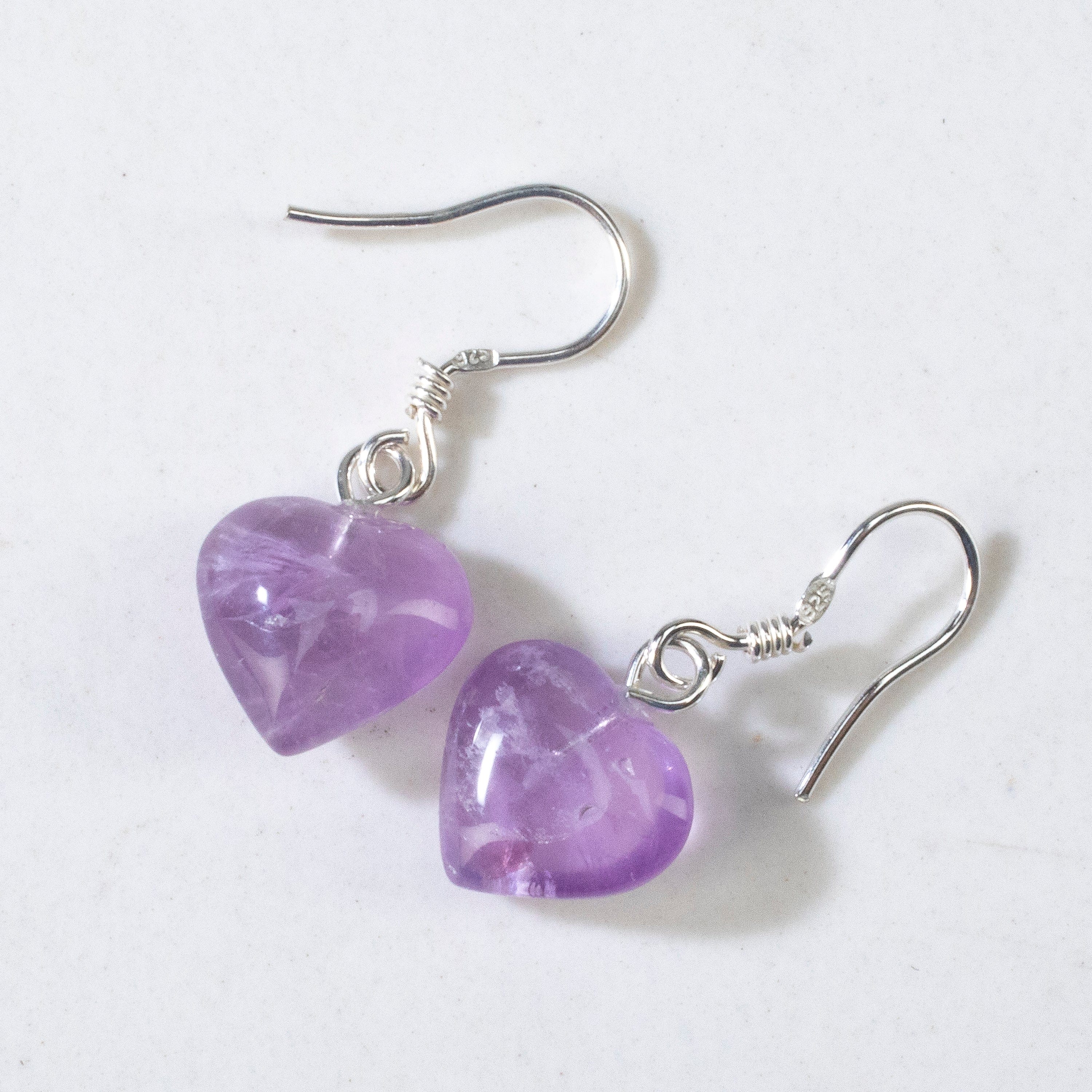 KALIFANO Gemstone Jewelry Amethyst Heart Sterling Silver Earrings CJE-SILV-AMHEART