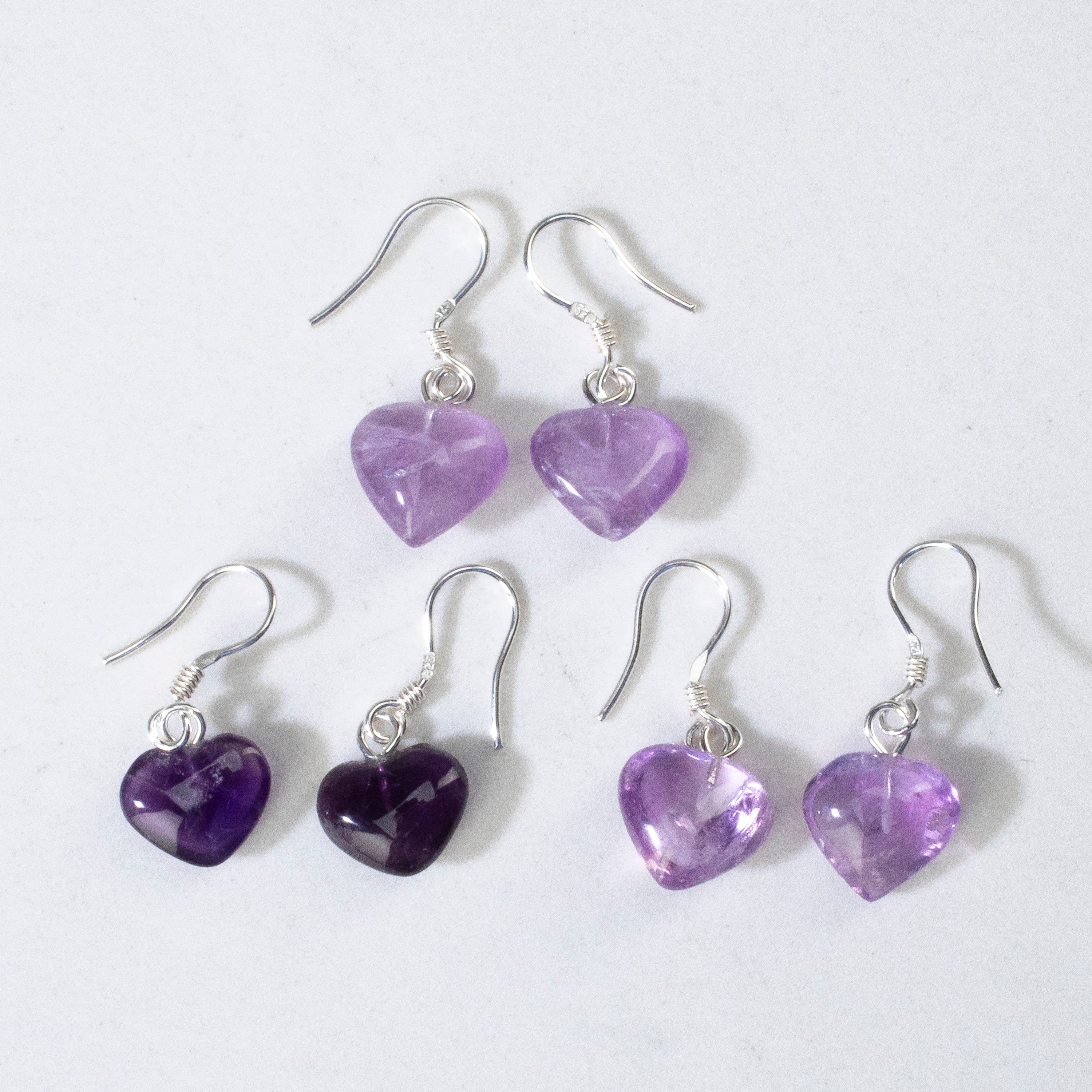 KALIFANO Gemstone Jewelry Amethyst Heart Sterling Silver Earrings CJE-SILV-AMHEART