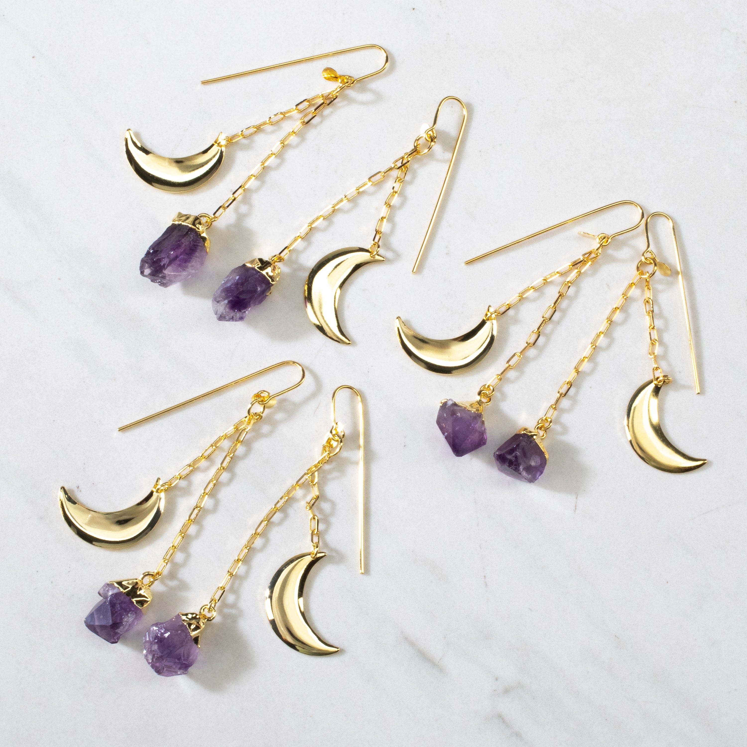 KALIFANO Gemstone Jewelry Amethyst Moon Earrings CJE-MC-AM