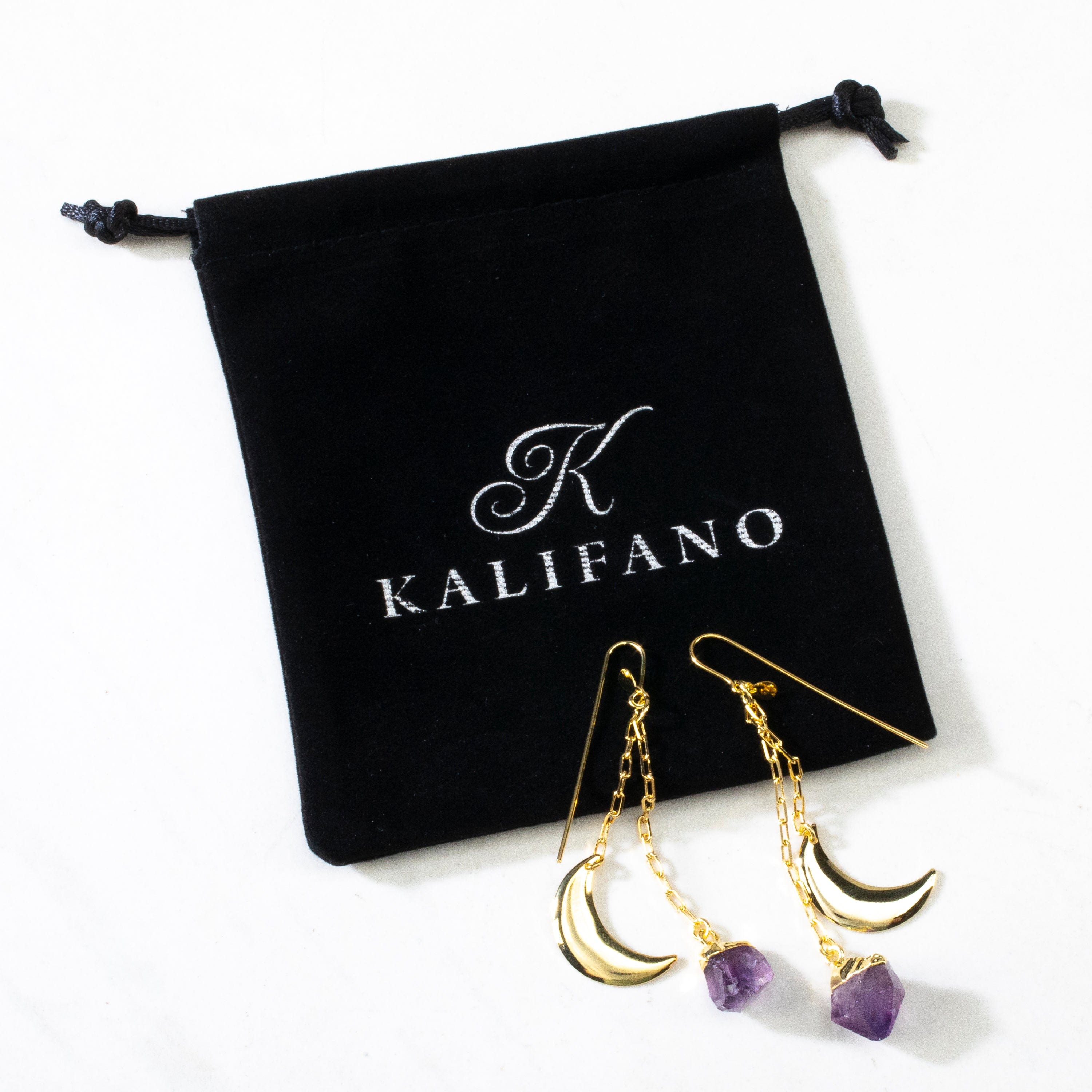KALIFANO Gemstone Jewelry Amethyst Moon Earrings CJE-MC-AM