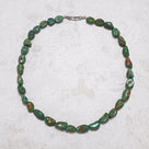 Green Anhui Turquoise Nugget Necklace with Sterling Silver Equestrian Clasp