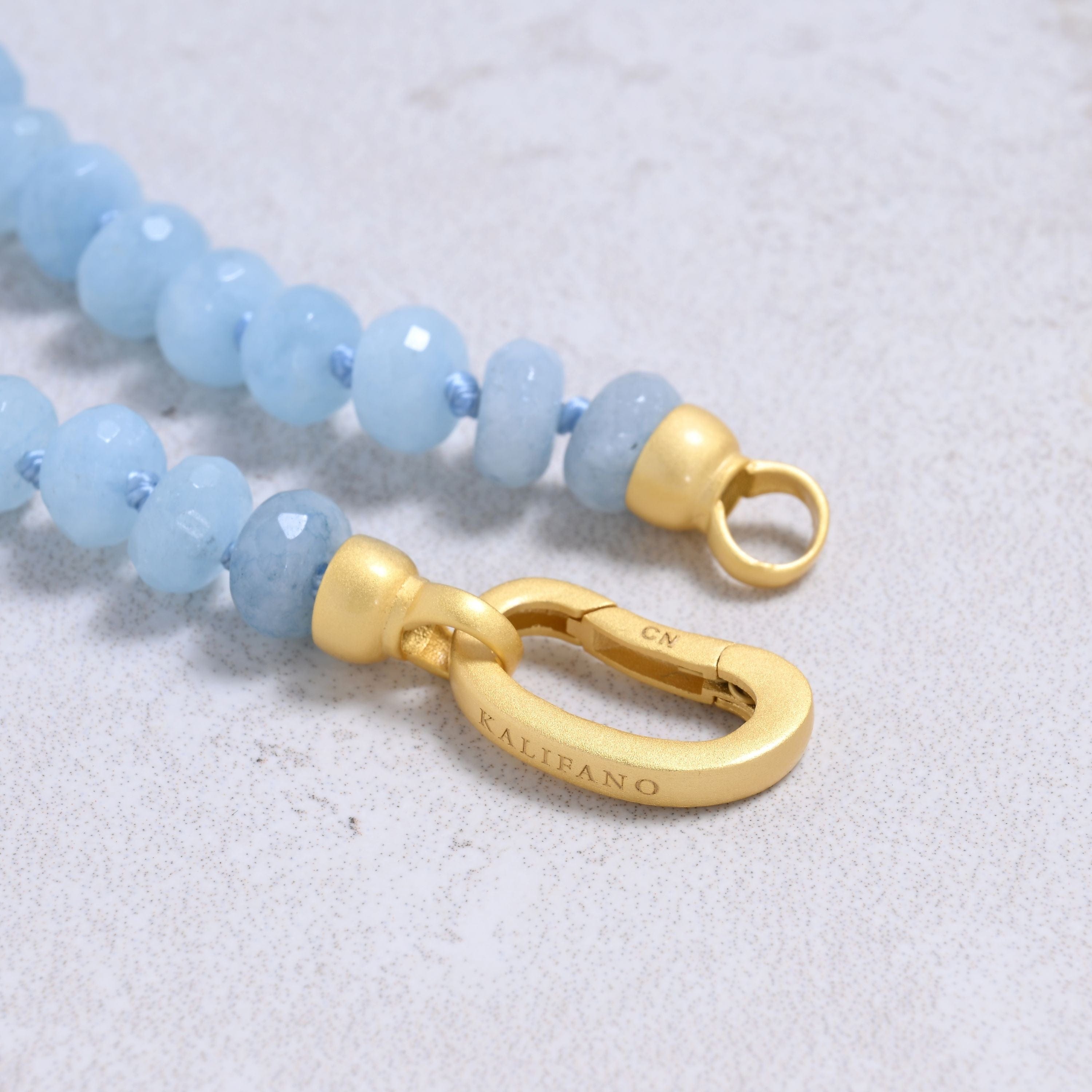 Kalifano Gemstone Jewelry Aquamarine Gradual Gemstone Necklace with Sterling Silver Clasp - 22" 9GN-AQ