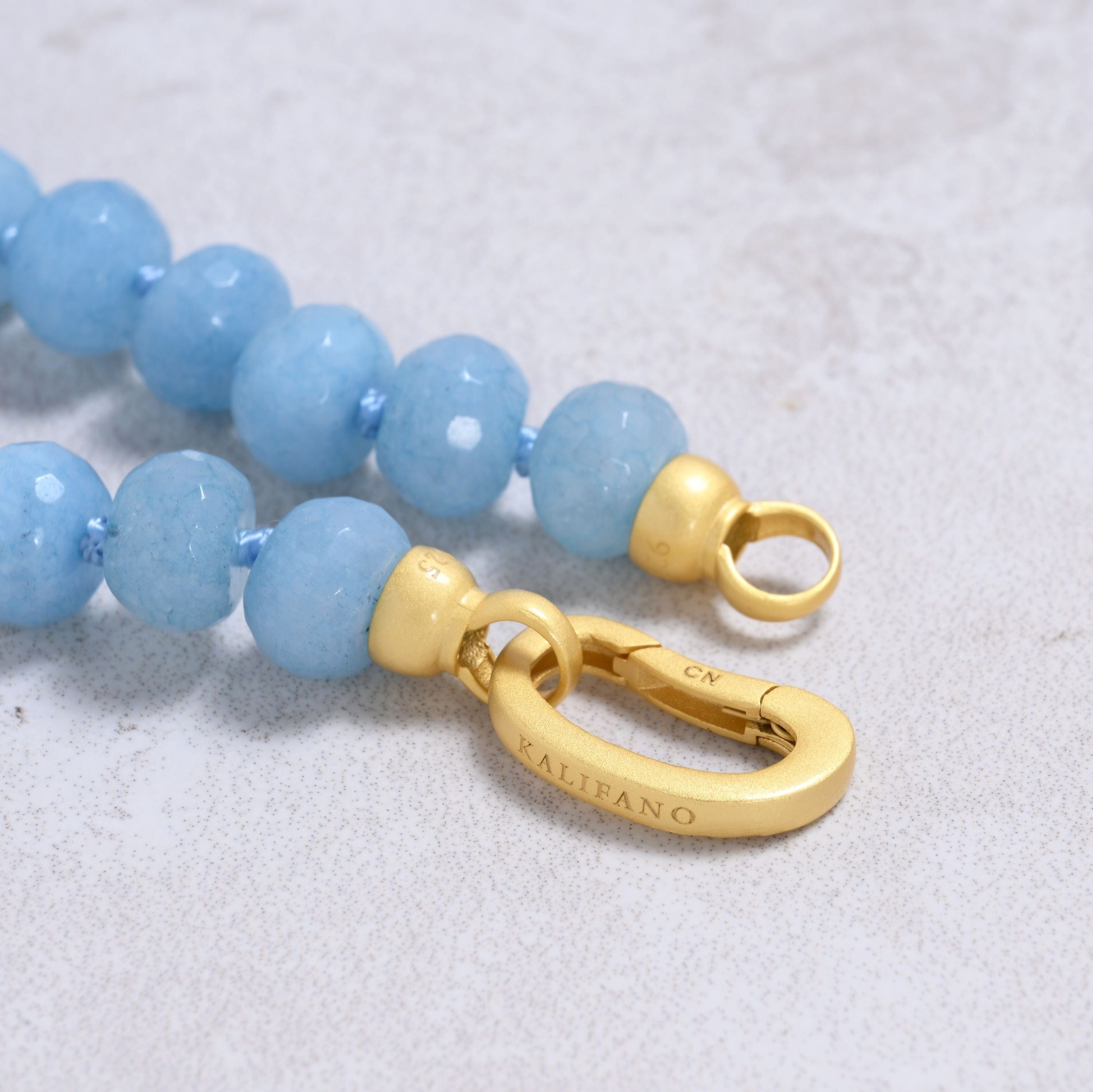 Kalifano Gemstone Jewelry Aquamarine Gradual Gemstone Necklace with Sterling Silver Clasp - 22" 9GN-AQ2