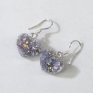 Aura Borealis Druzy Amethyst Heart Sterling Silver Earings