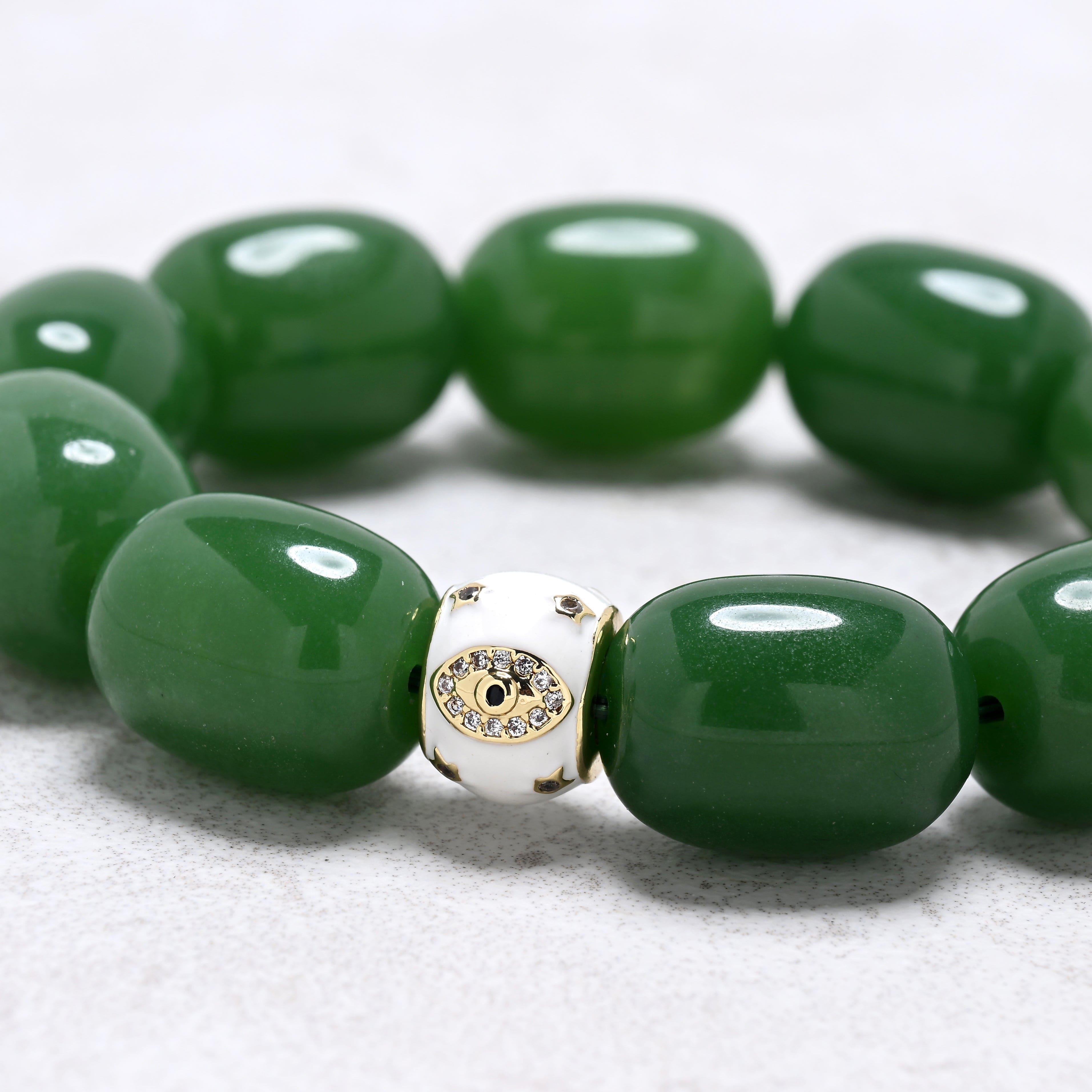 KALIFANO Gemstone Jewelry Aventurine 14x18mm Natural Gemstone Stretch Bracelet