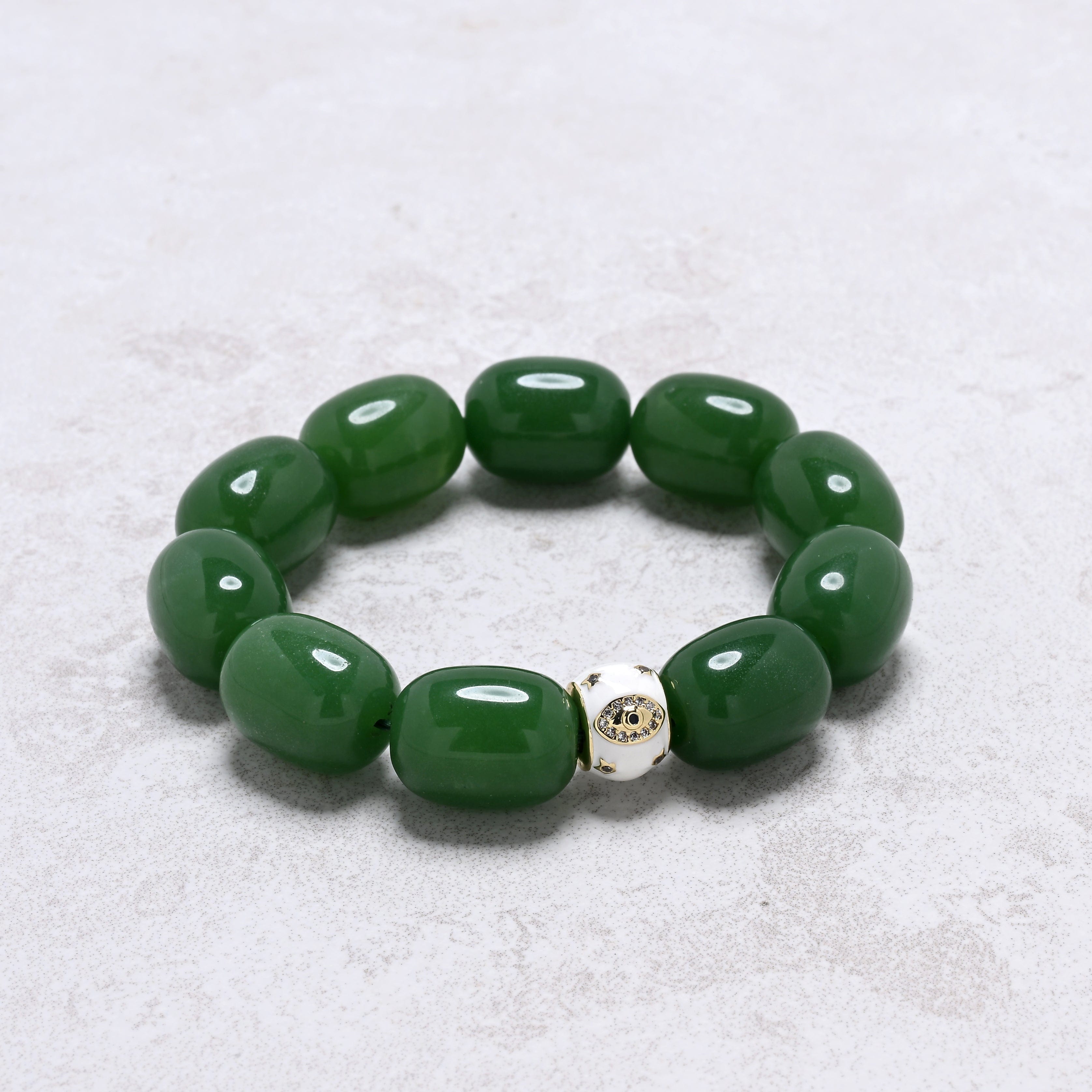 KALIFANO Gemstone Jewelry Aventurine 14x18mm Natural Gemstone Stretch Bracelet