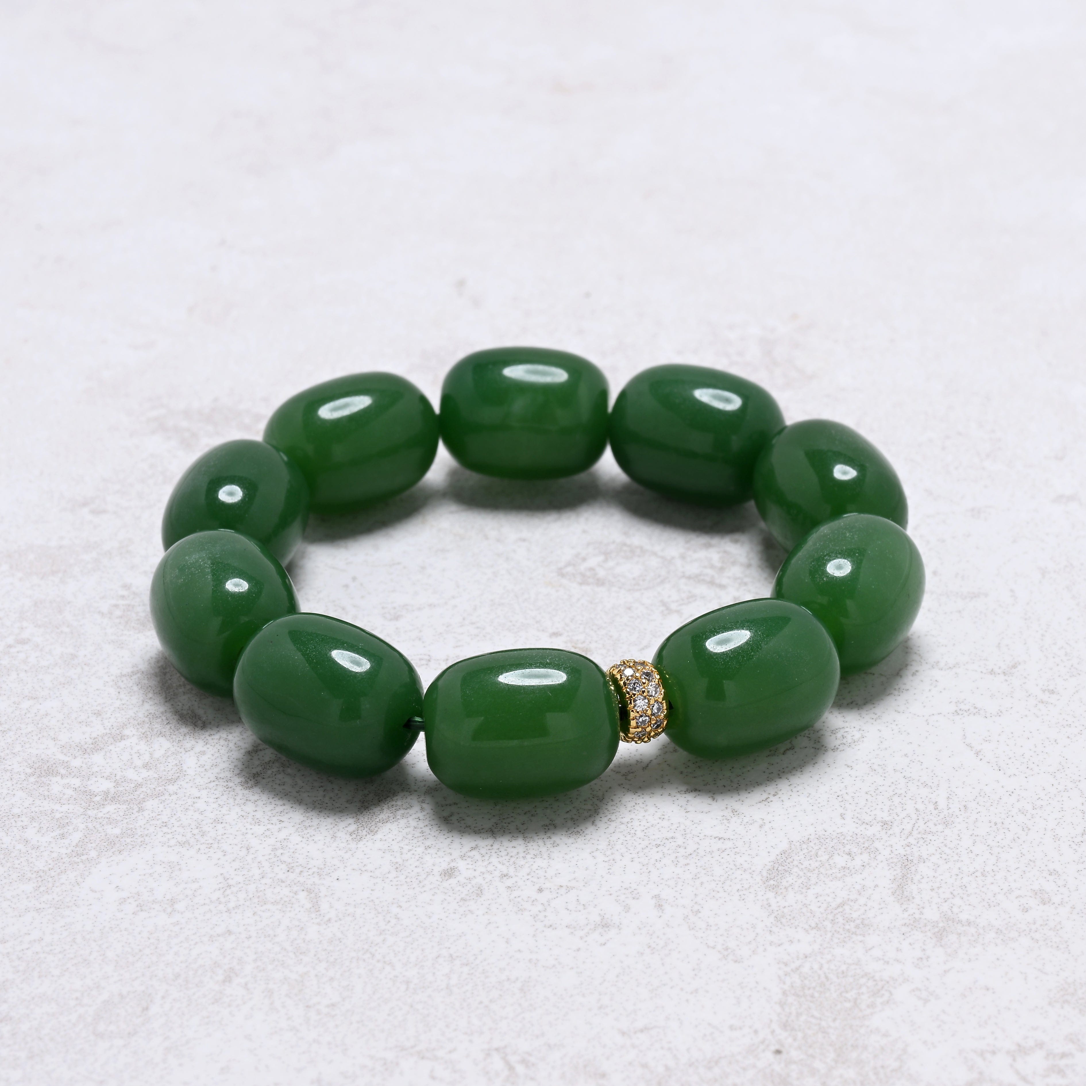 KALIFANO Gemstone Jewelry Aventurine 14x18mm Natural Gemstone Stretch Bracelet