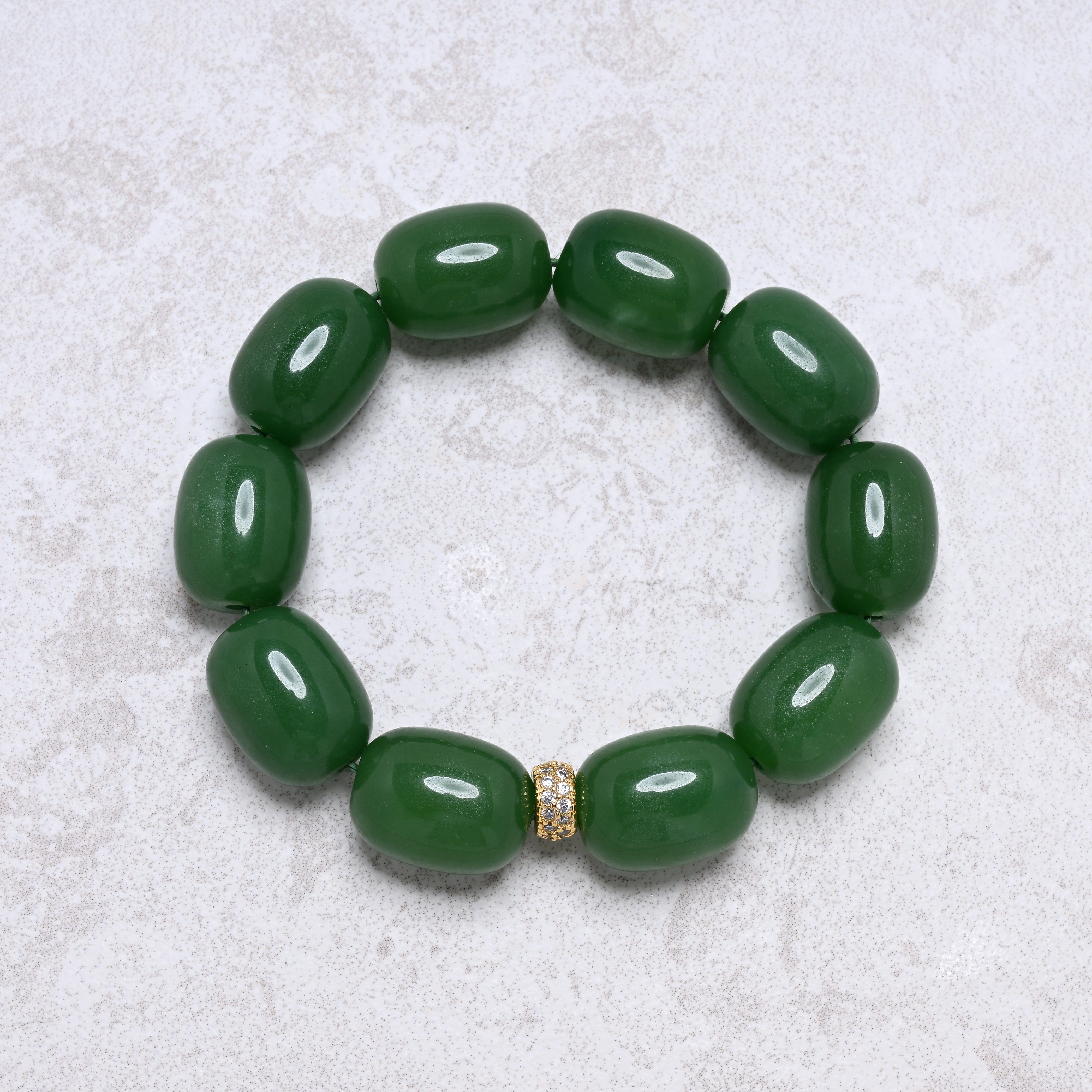 KALIFANO Gemstone Jewelry Aventurine 14x18mm Natural Gemstone Stretch Bracelet