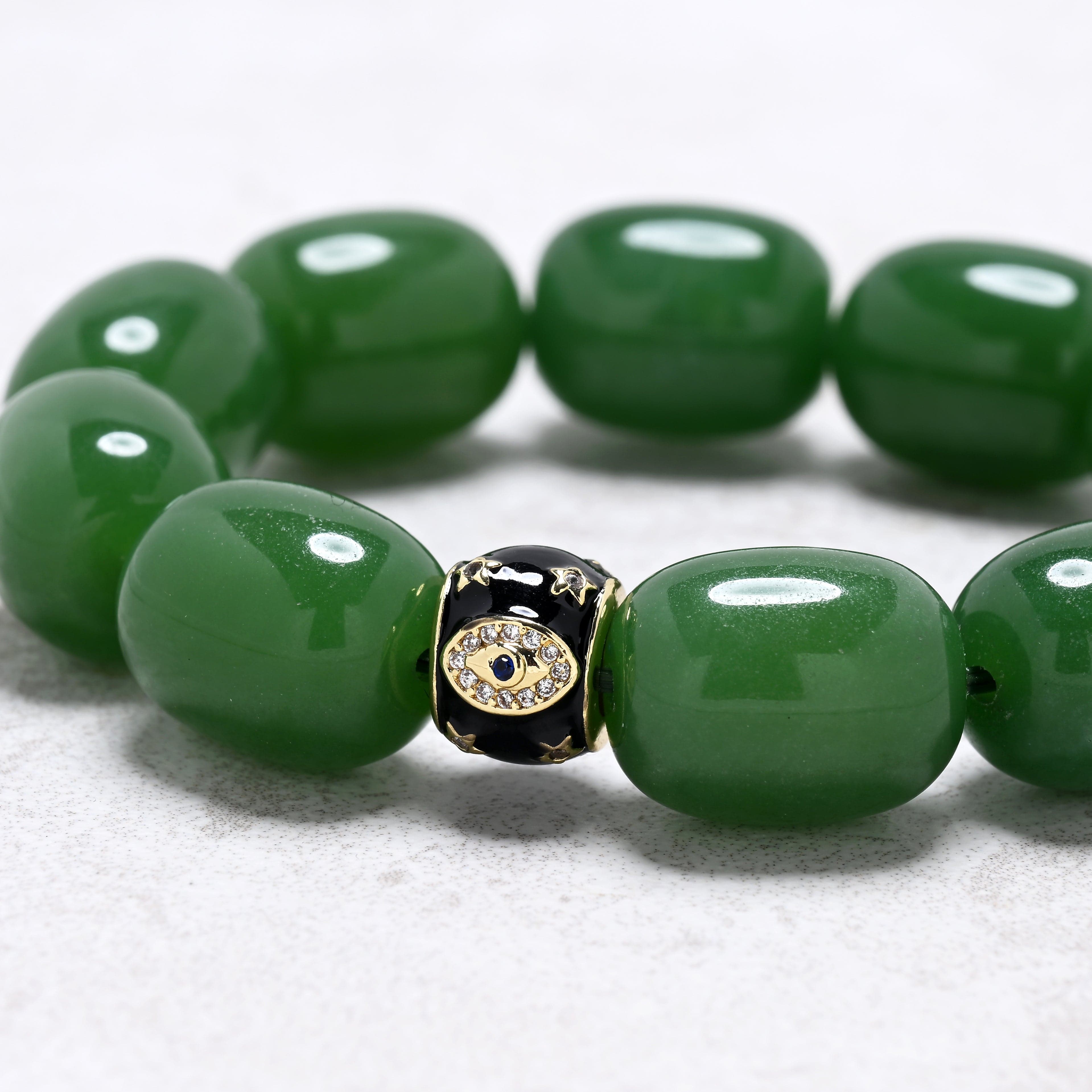 KALIFANO Gemstone Jewelry Aventurine 14x18mm Natural Gemstone Stretch Bracelet