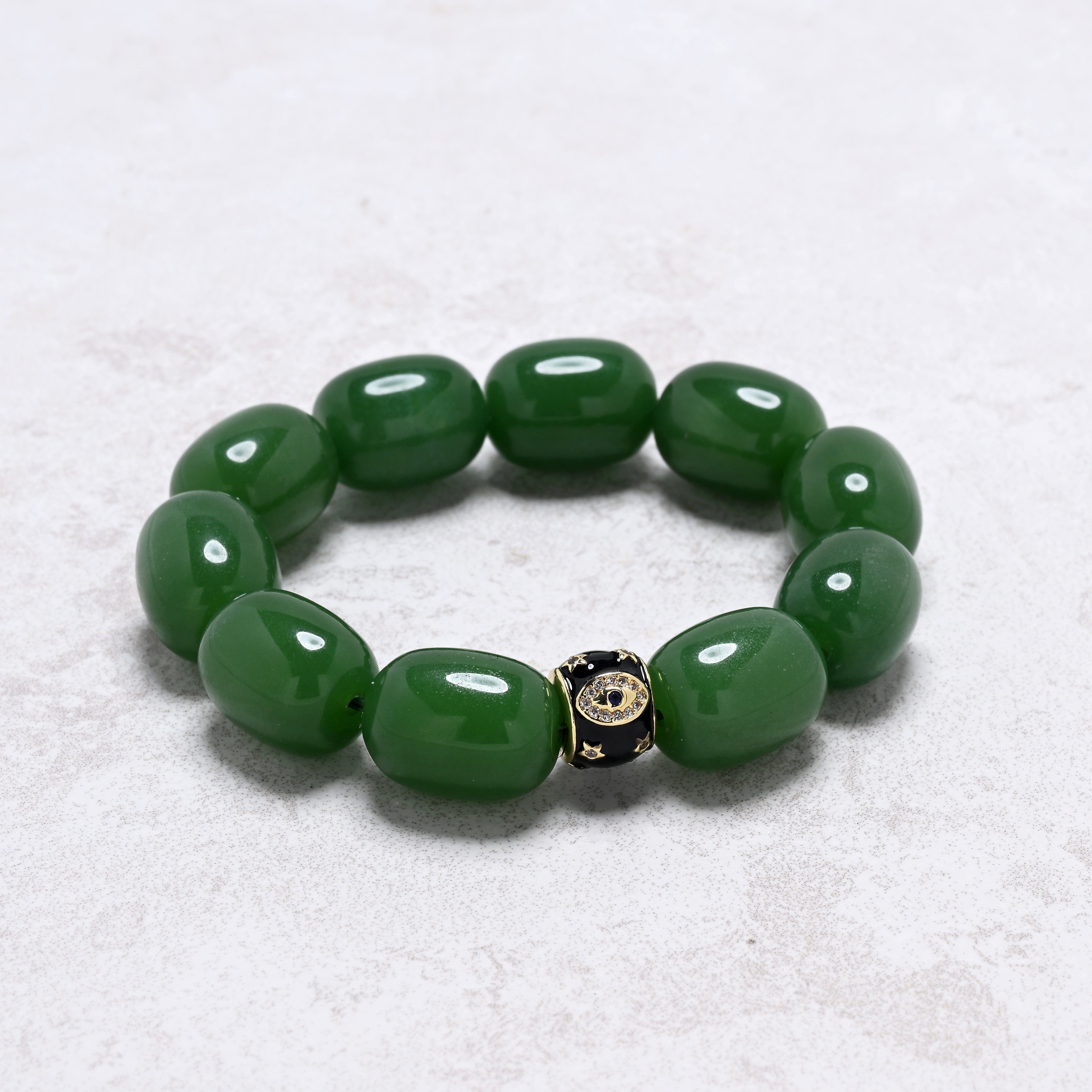 KALIFANO Gemstone Jewelry Aventurine 14x18mm Natural Gemstone Stretch Bracelet