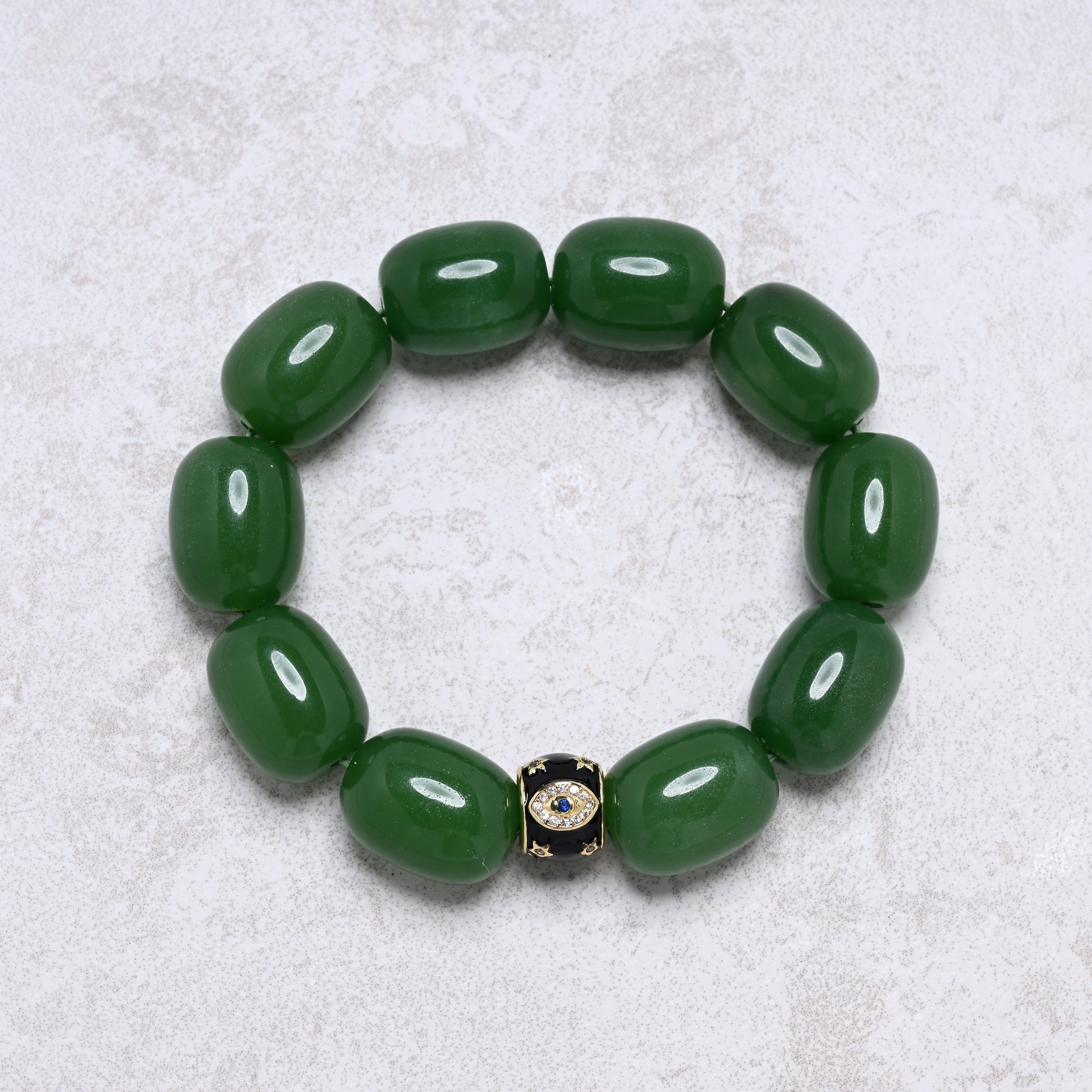 KALIFANO Gemstone Jewelry Aventurine 14x18mm Natural Gemstone Stretch Bracelet