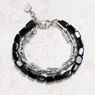 Black Agate & Hardware Style Stainless Steel Chain Bracelet