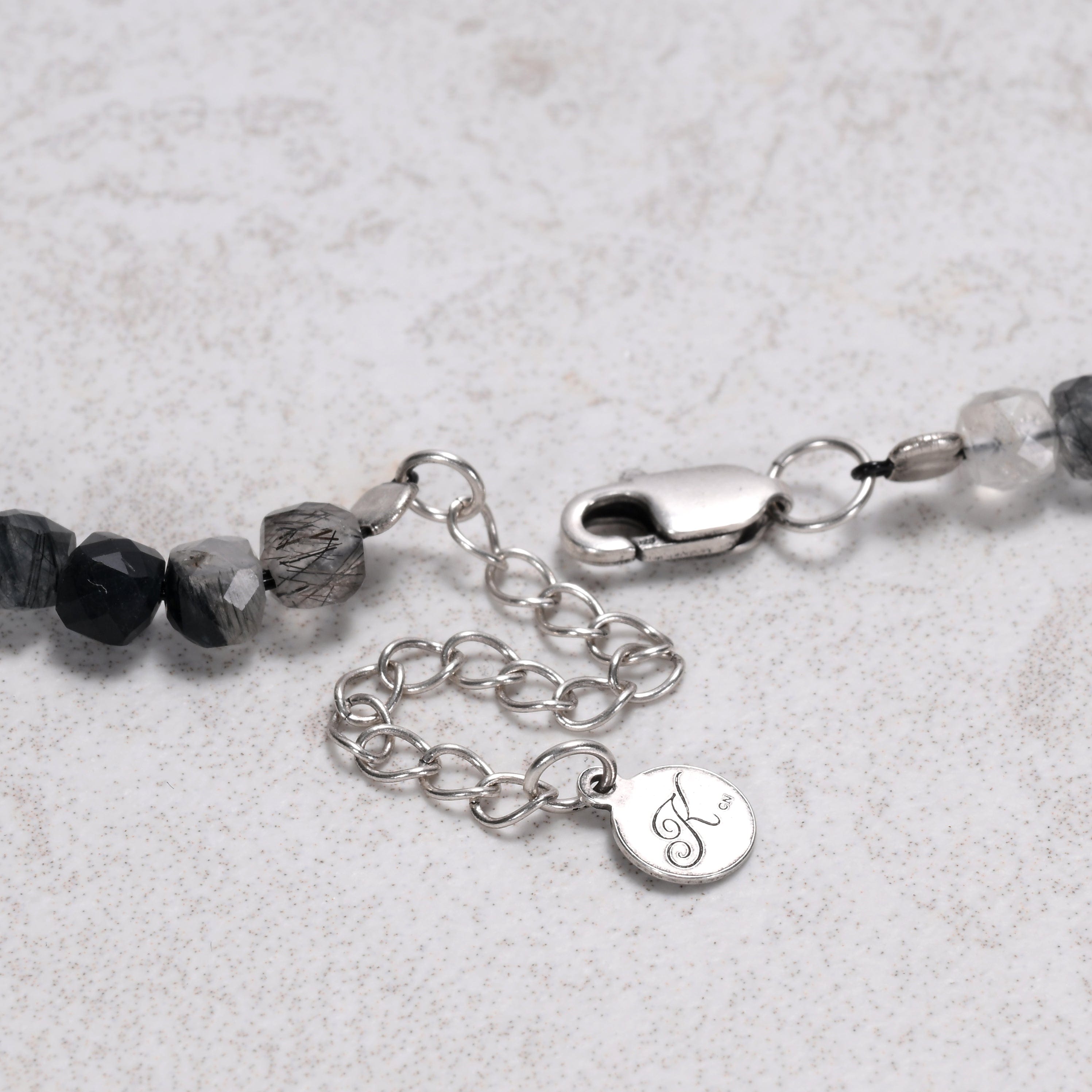 KALIFANO Gemstone Jewelry Black Rutilated Quartz 4mm Necklace With Sterling Silver Clasp - 16" N4-41S-BRQ