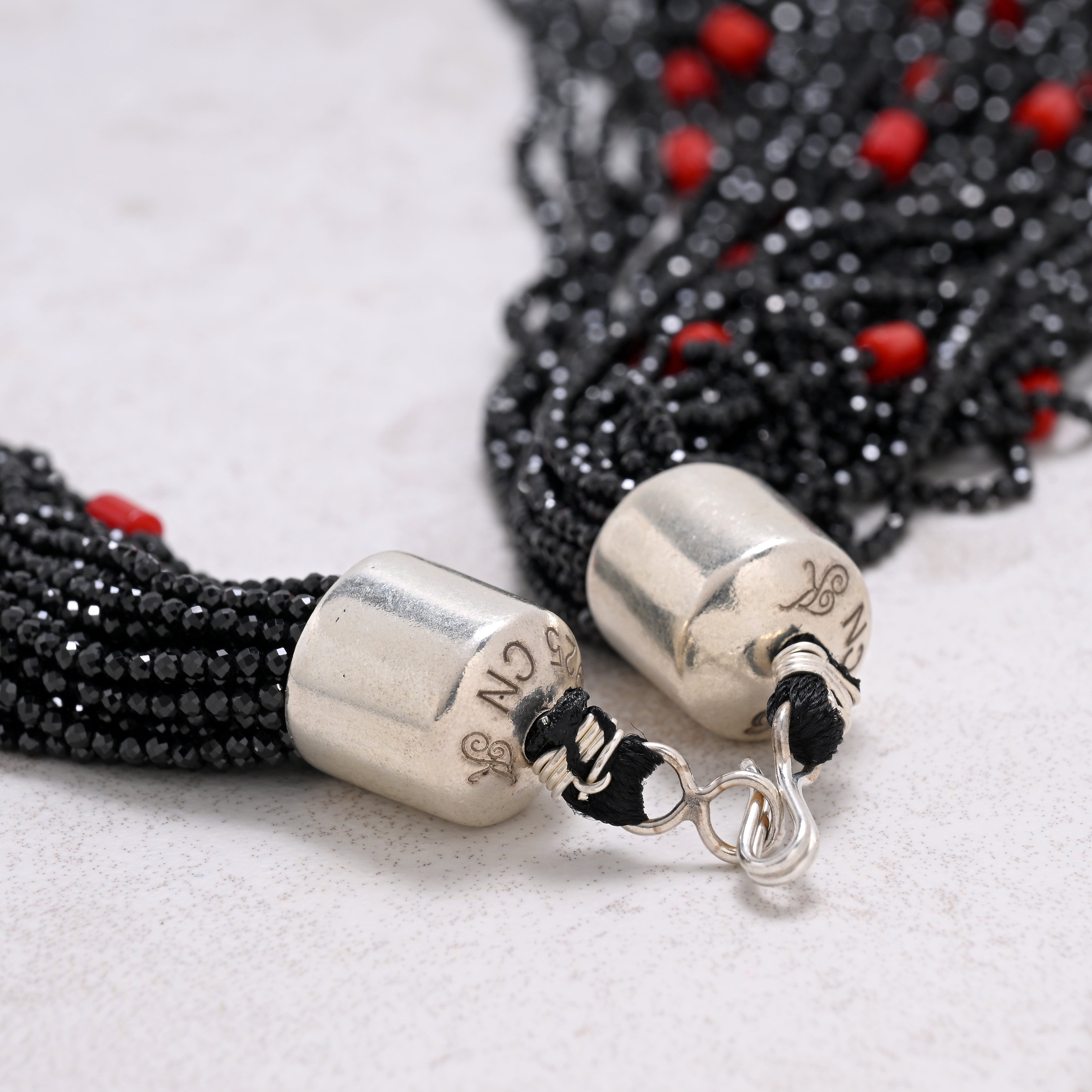 KALIFANO Gemstone Jewelry Black Spinel 1.8mm Necklace With Sterling Silver Clasp - 21.5" CCN40-BS