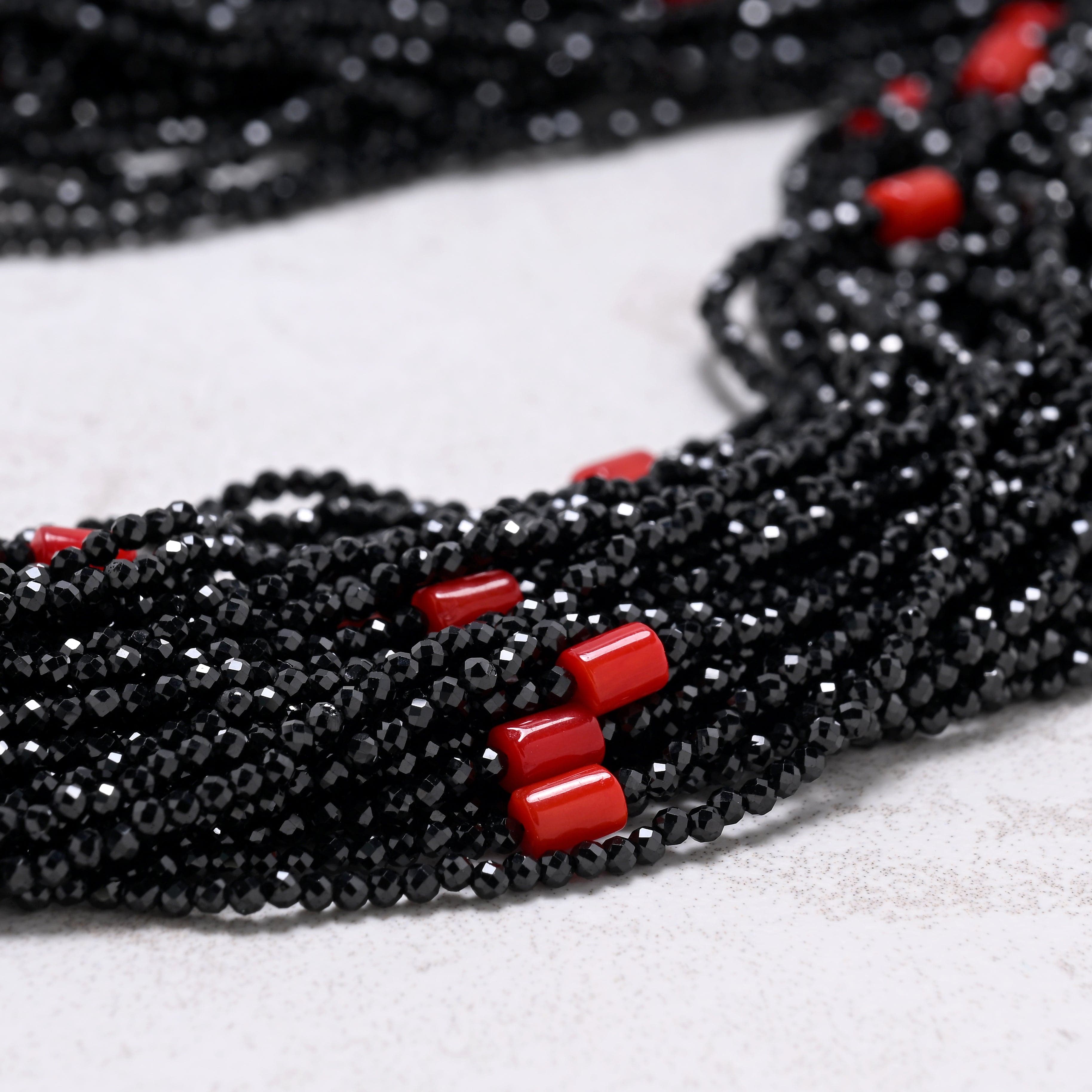 KALIFANO Gemstone Jewelry Black Spinel 1.8mm Necklace With Sterling Silver Clasp - 21.5" CCN40-BS