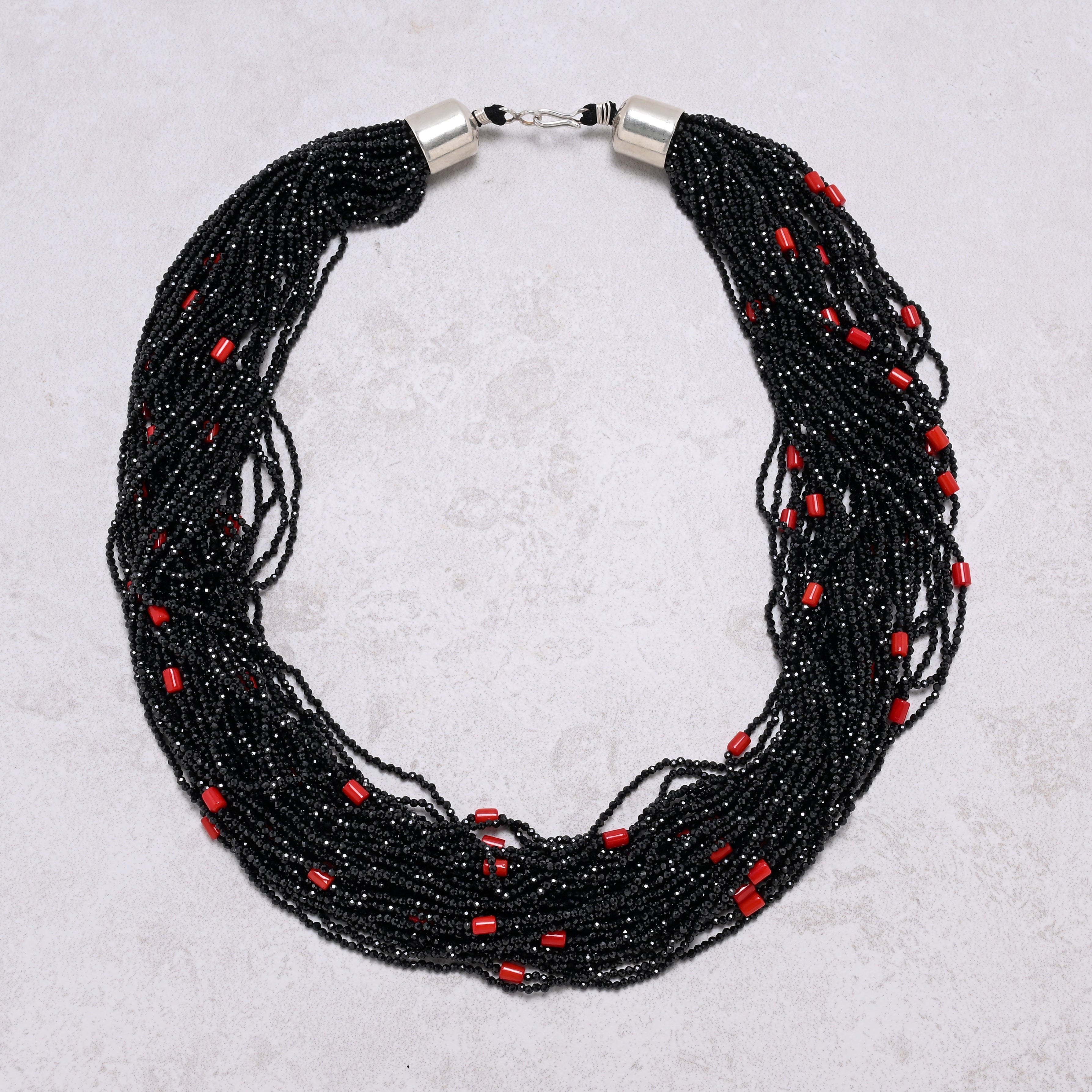 KALIFANO Gemstone Jewelry Black Spinel 1.8mm Necklace With Sterling Silver Clasp - 21.5" CCN40-BS